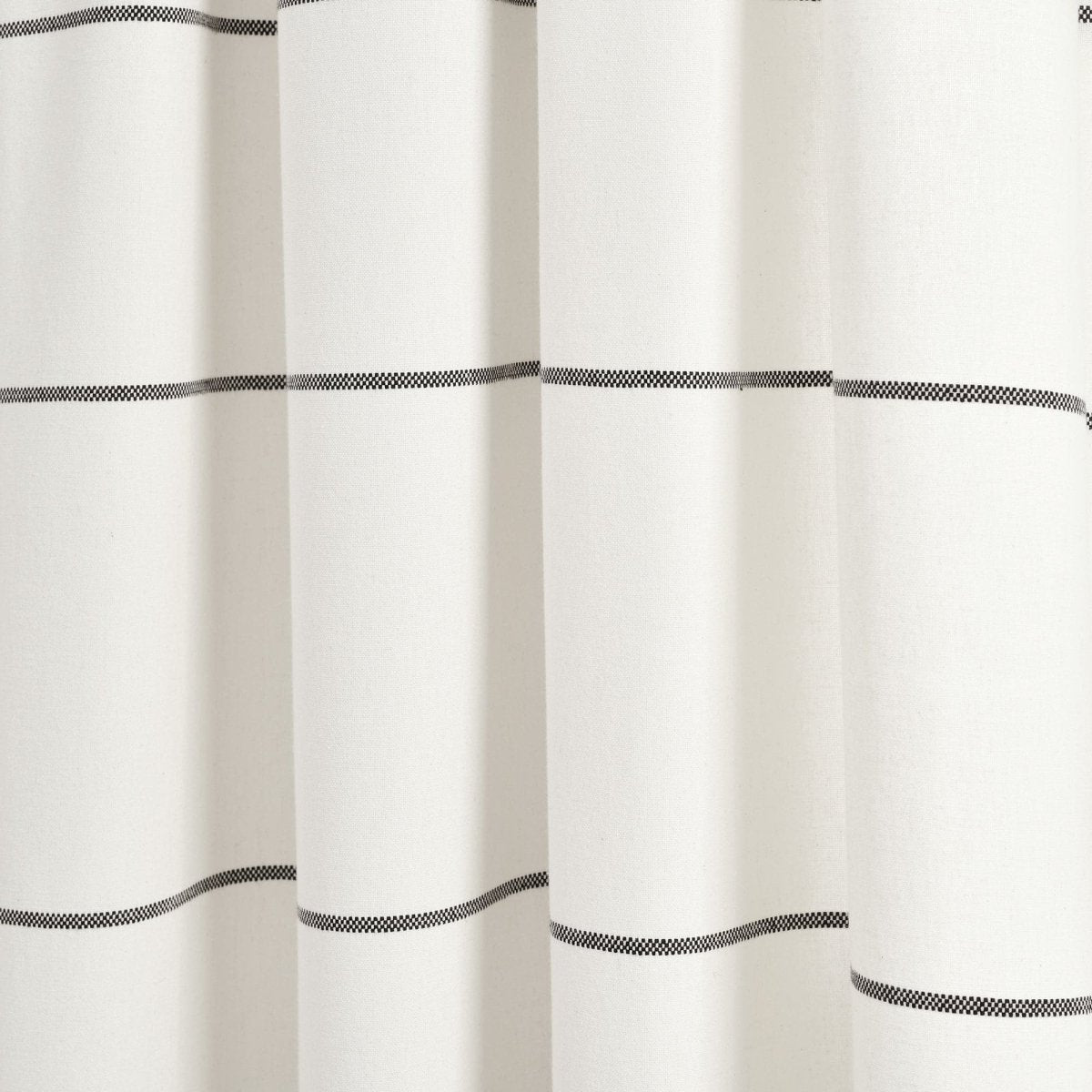 Farmhouse Boho Stripe Woven Tassel Yarn Dyed Recycled Cotton Blend Window Curtain Panel Set