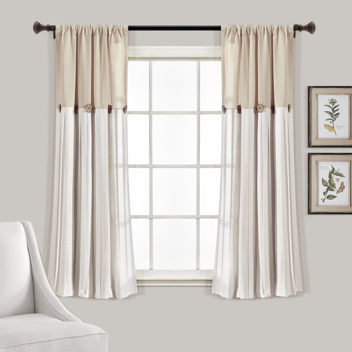 Linen Button Window Curtain Panel