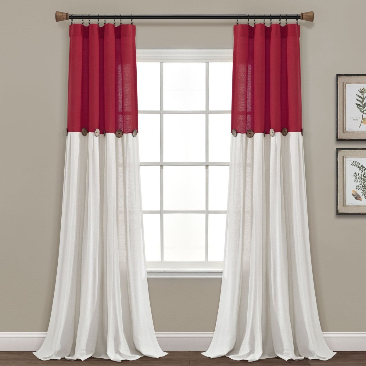 Linen Button Window Curtain Panel