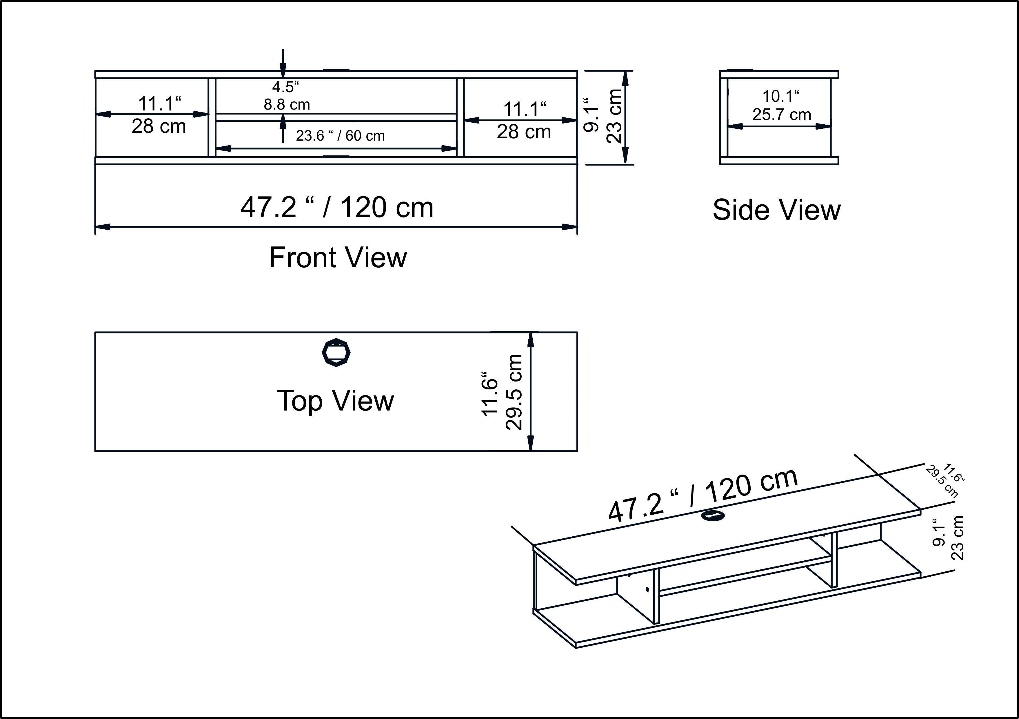 Pivot Floating, Wall Mounted TV Stand and Media Console for TVs up to 55''