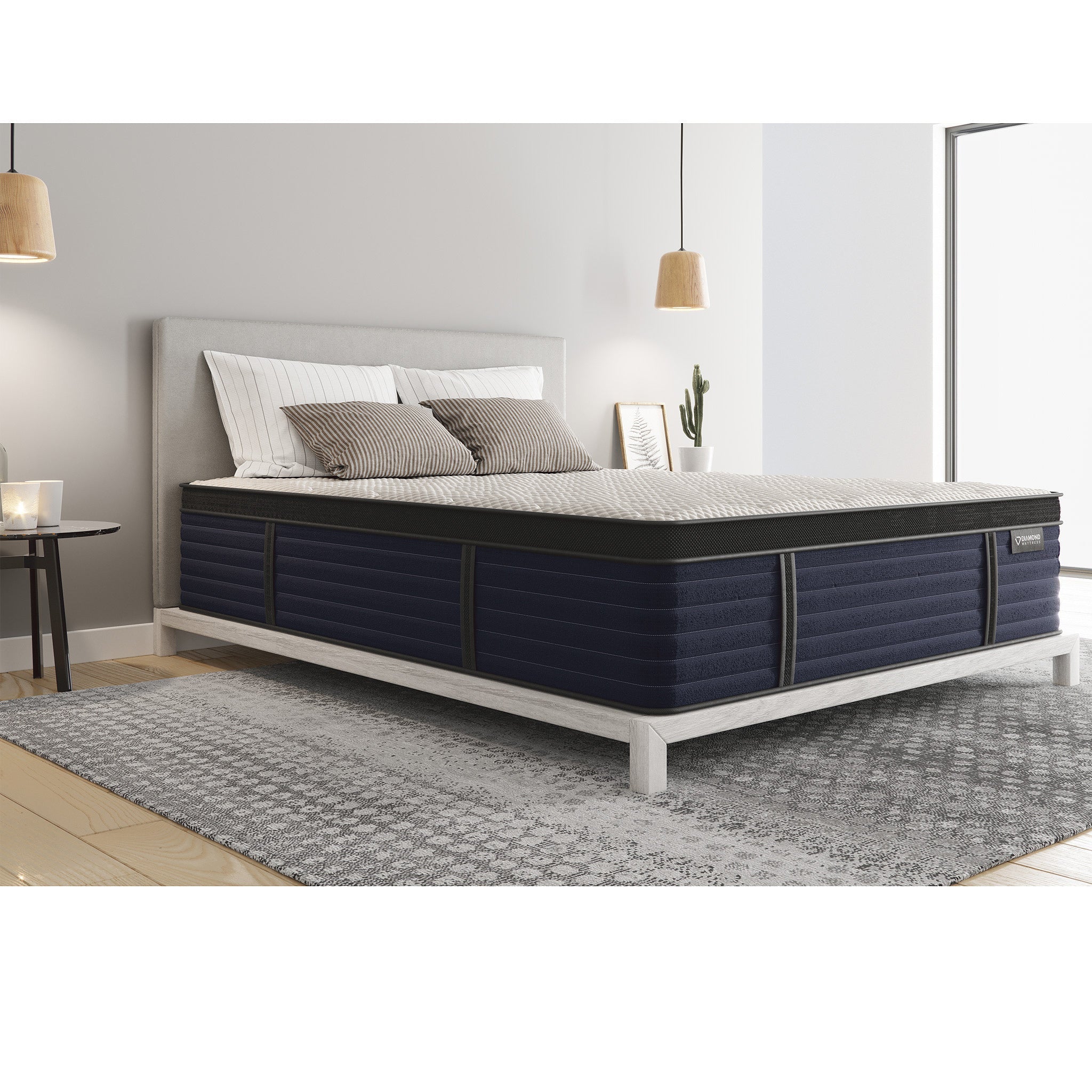 Diamond Hughes King Size Latex Hybrid Mattress with Luxurious Euro-Top and Zoned Coil Support