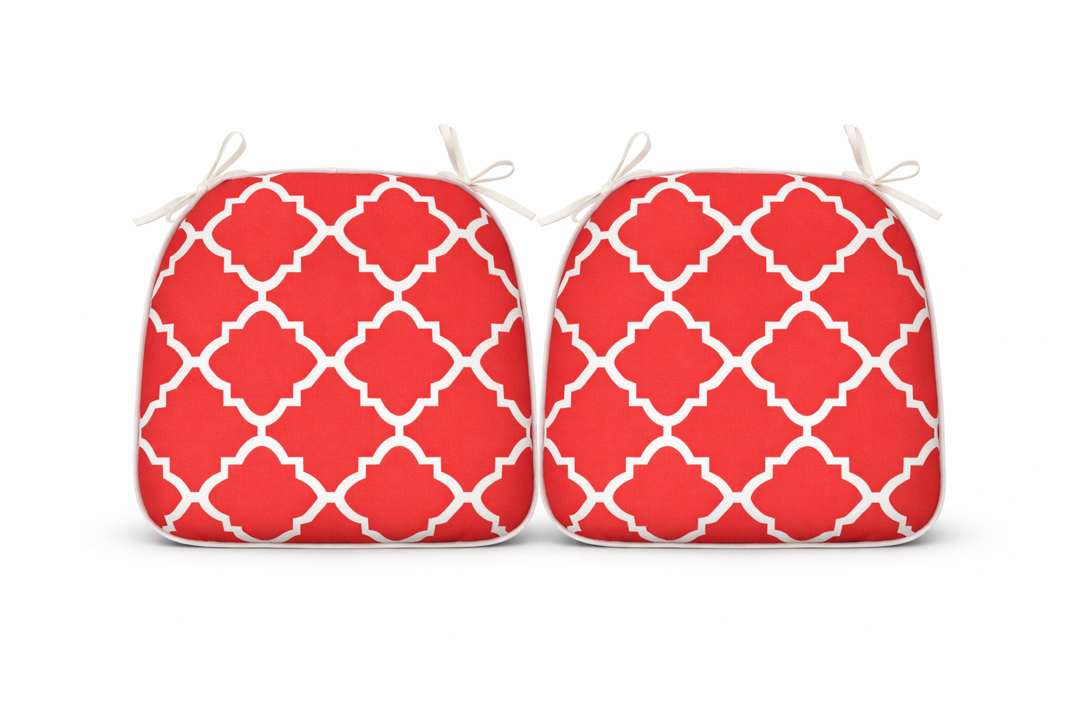 Outdoor Chair Cushions with Straps - Set of 4, Plaid Red