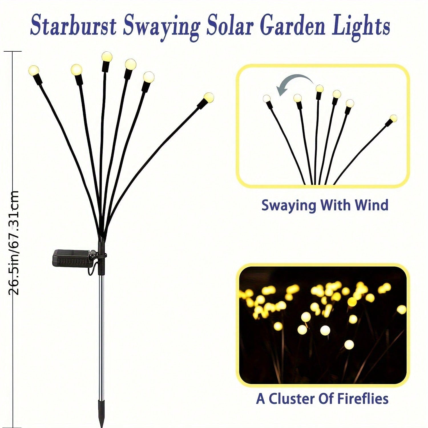 8-Pack 48LED Solar Firefly Lights, for Outdoors, Garden, Patio, Pathway, Backyard-2