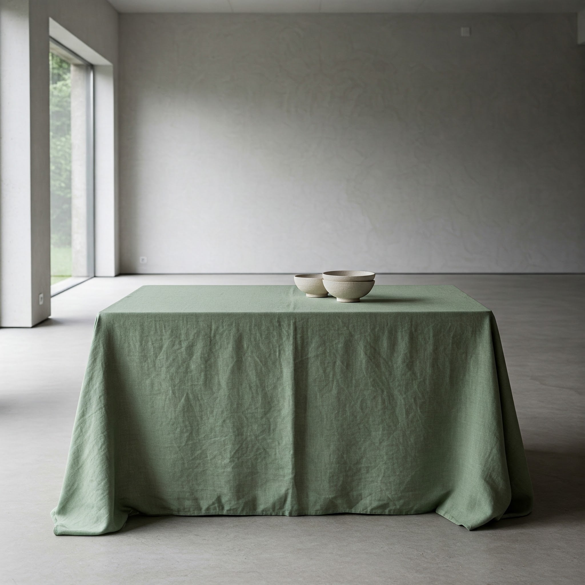 Sage Green Linen Tablecloth - Organic Flax - Natural Table Cover-1