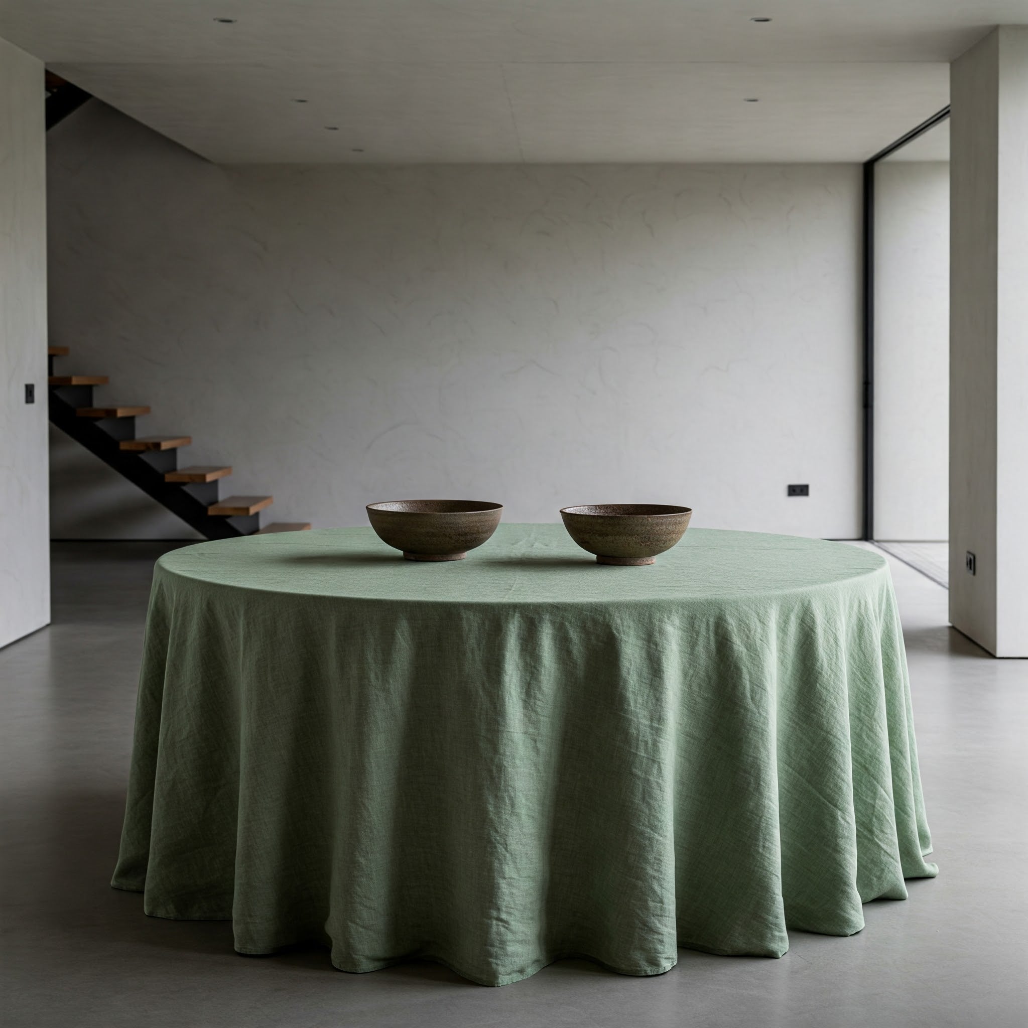Sage Green Linen Tablecloth - Organic Flax - Natural Table Cover-2