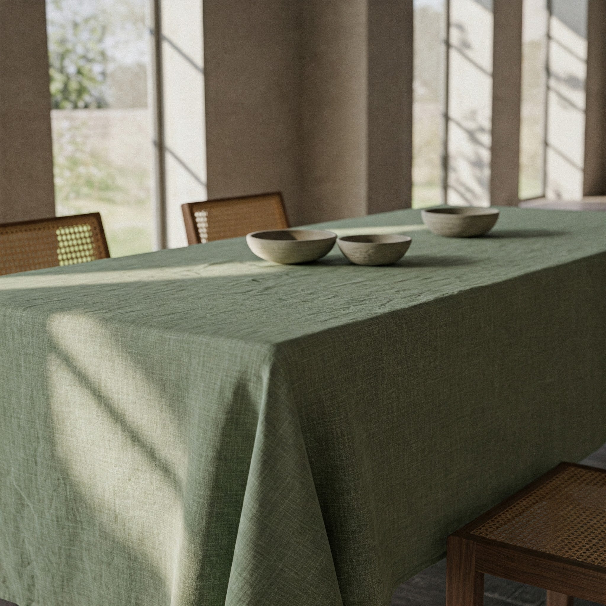 Sage Green Linen Tablecloth - Organic Flax - Natural Table Cover-4