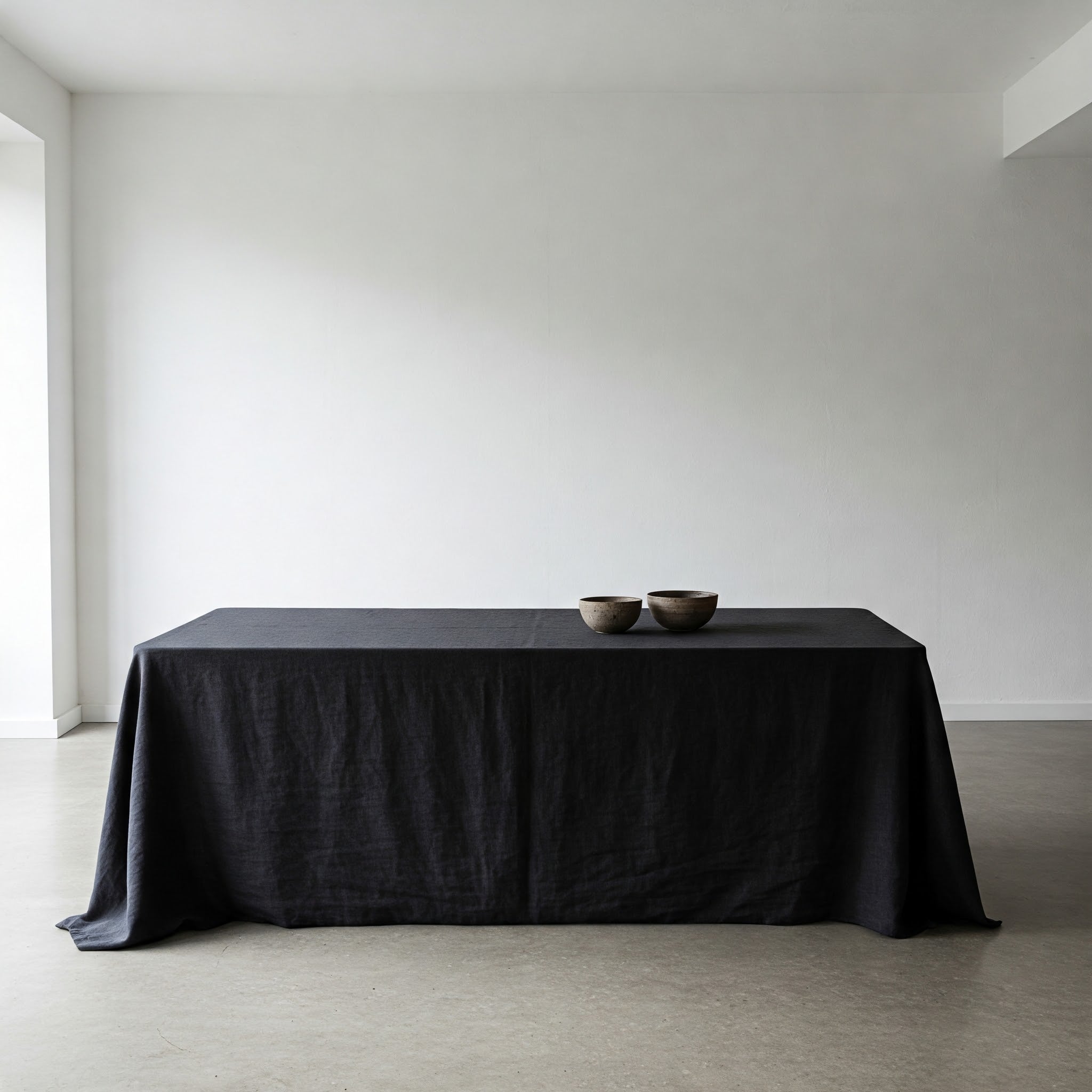 Organic Flax Linen Tablecloth Black - Washed Rustic Table Cover-4