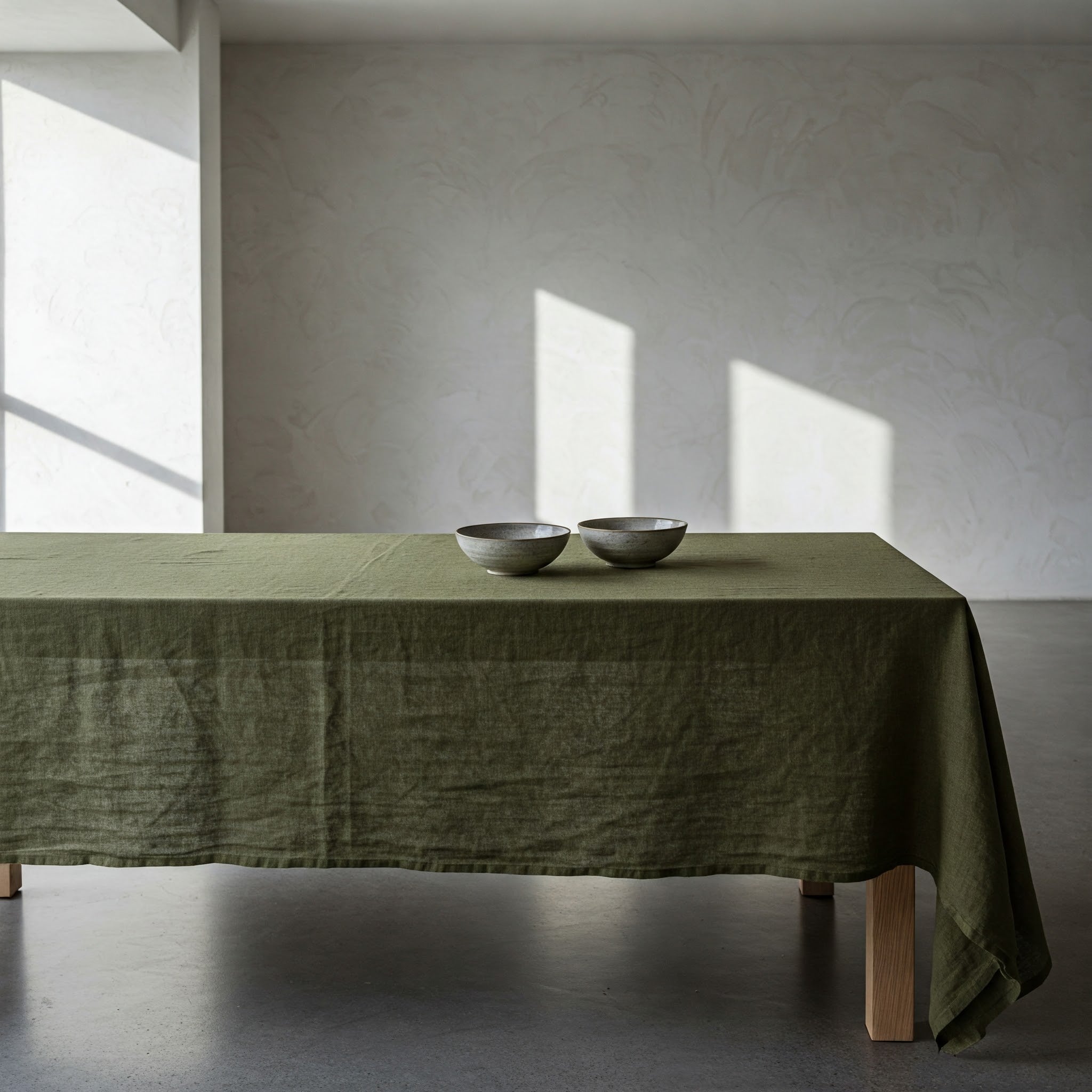 Olive Green Linen Tablecloth - Organic Flax Rustic Table Cover-3