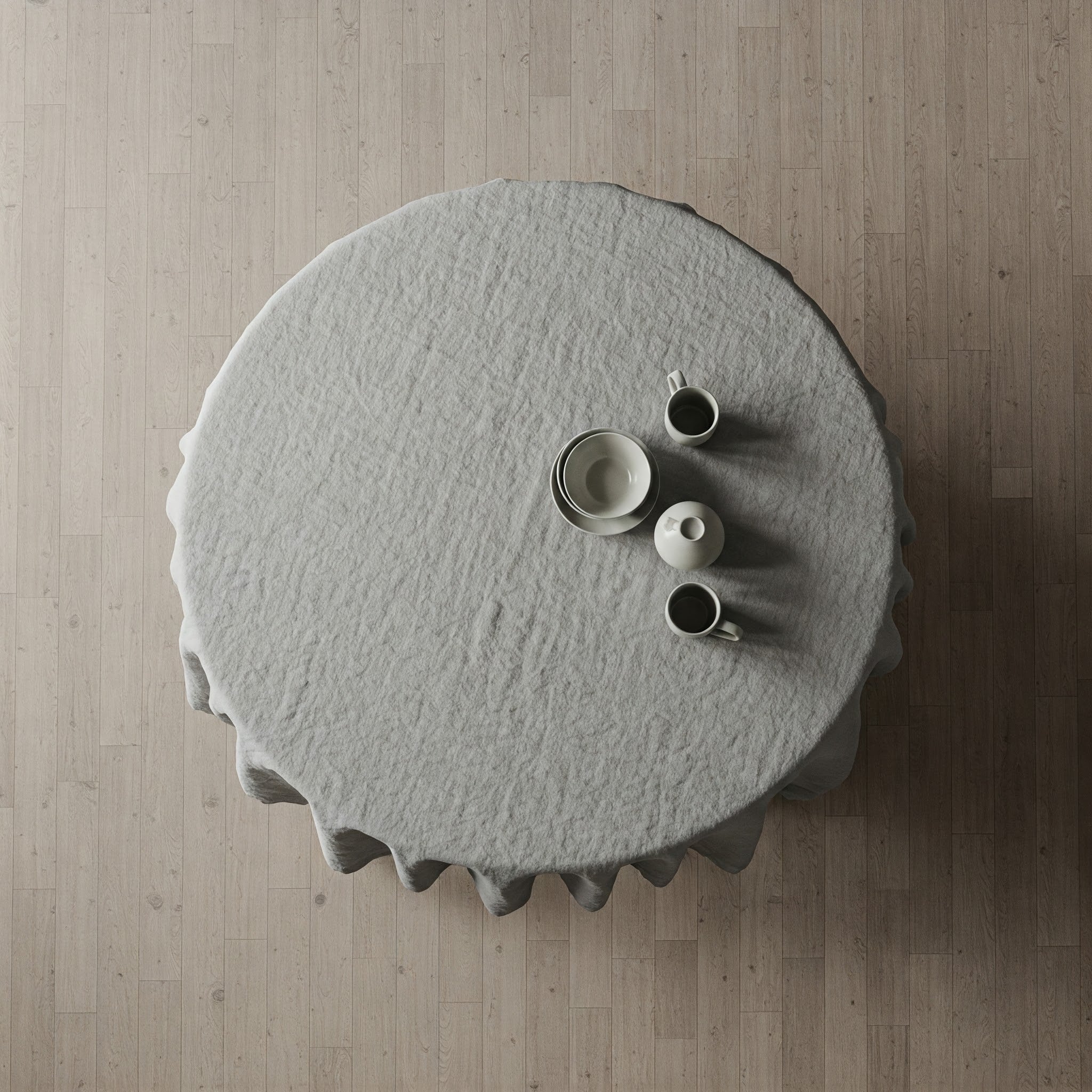 English Grey Linen Tablecloth - Organic Flax Textured Table Cover-2