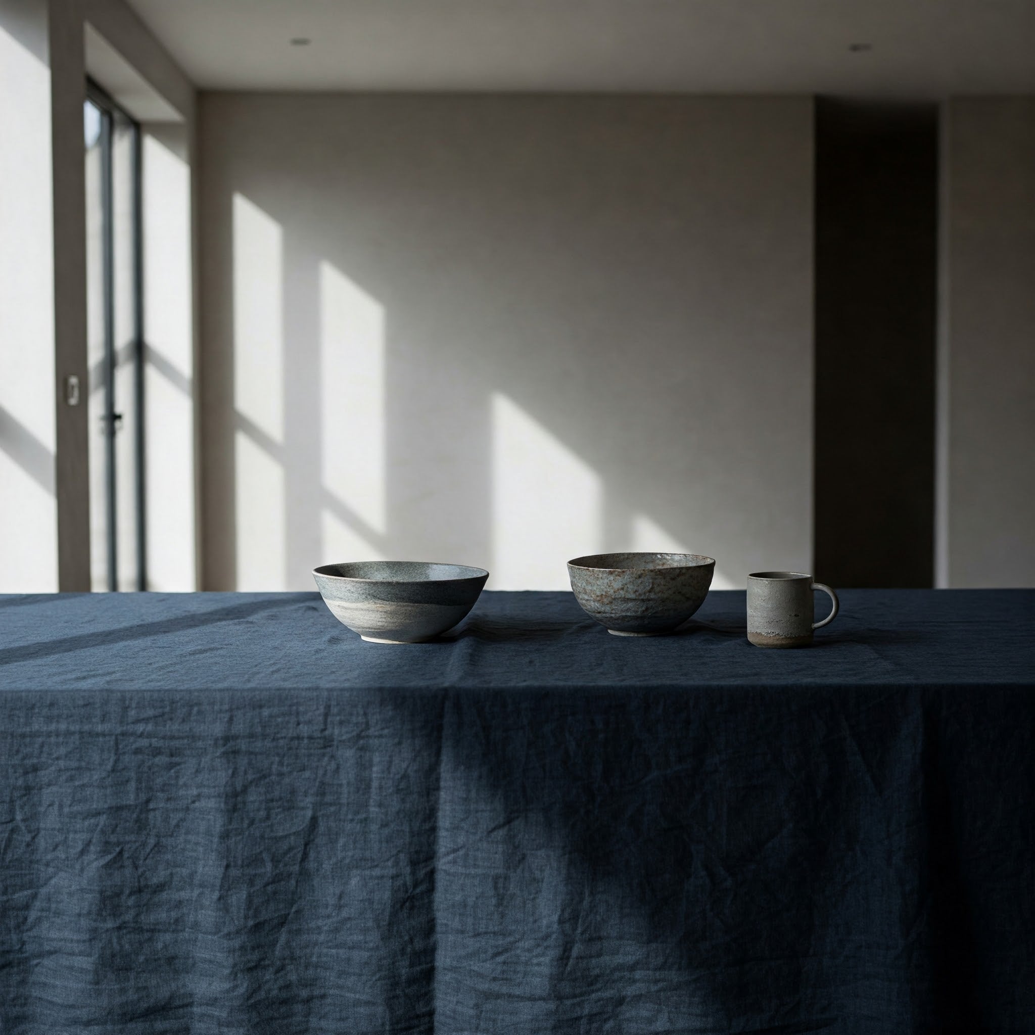 Midnight Blue Linen Tablecloth - Organic Flax Table Cover-1