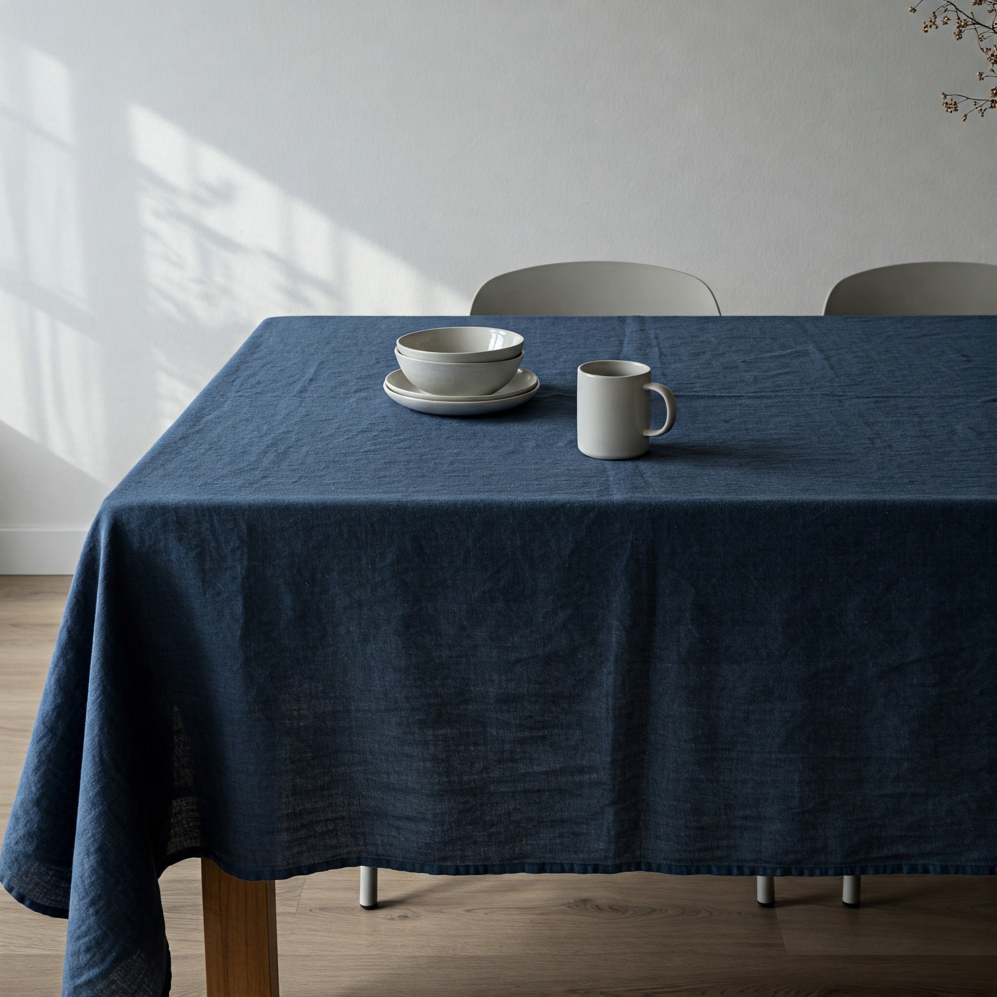 Midnight Blue Linen Tablecloth - Organic Flax Table Cover-0