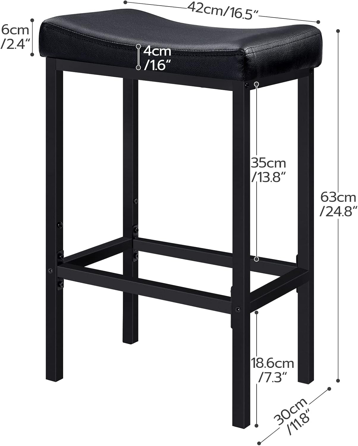Counter Height Bar Stools Set Of 2 Saddle Seat Black