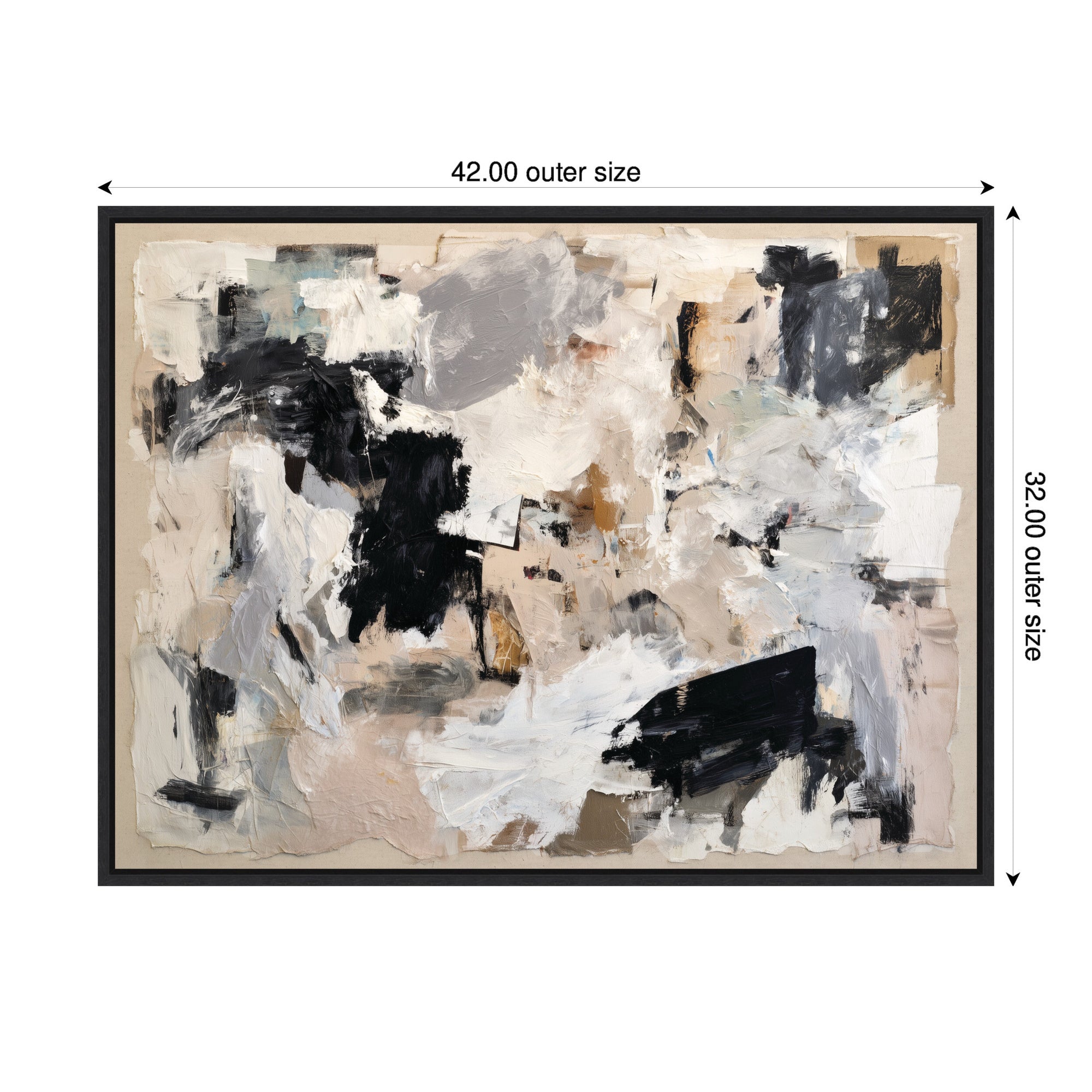 Expressive Tonal Neutral Abstract by The Creative Bunch Studio Framed Canvas Wall Art Print