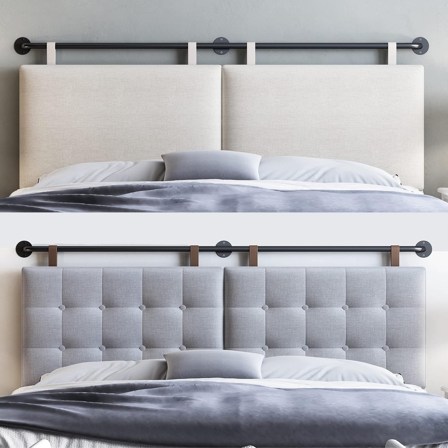 Adjustable Wall Mounted King Size Headboard with Tufting