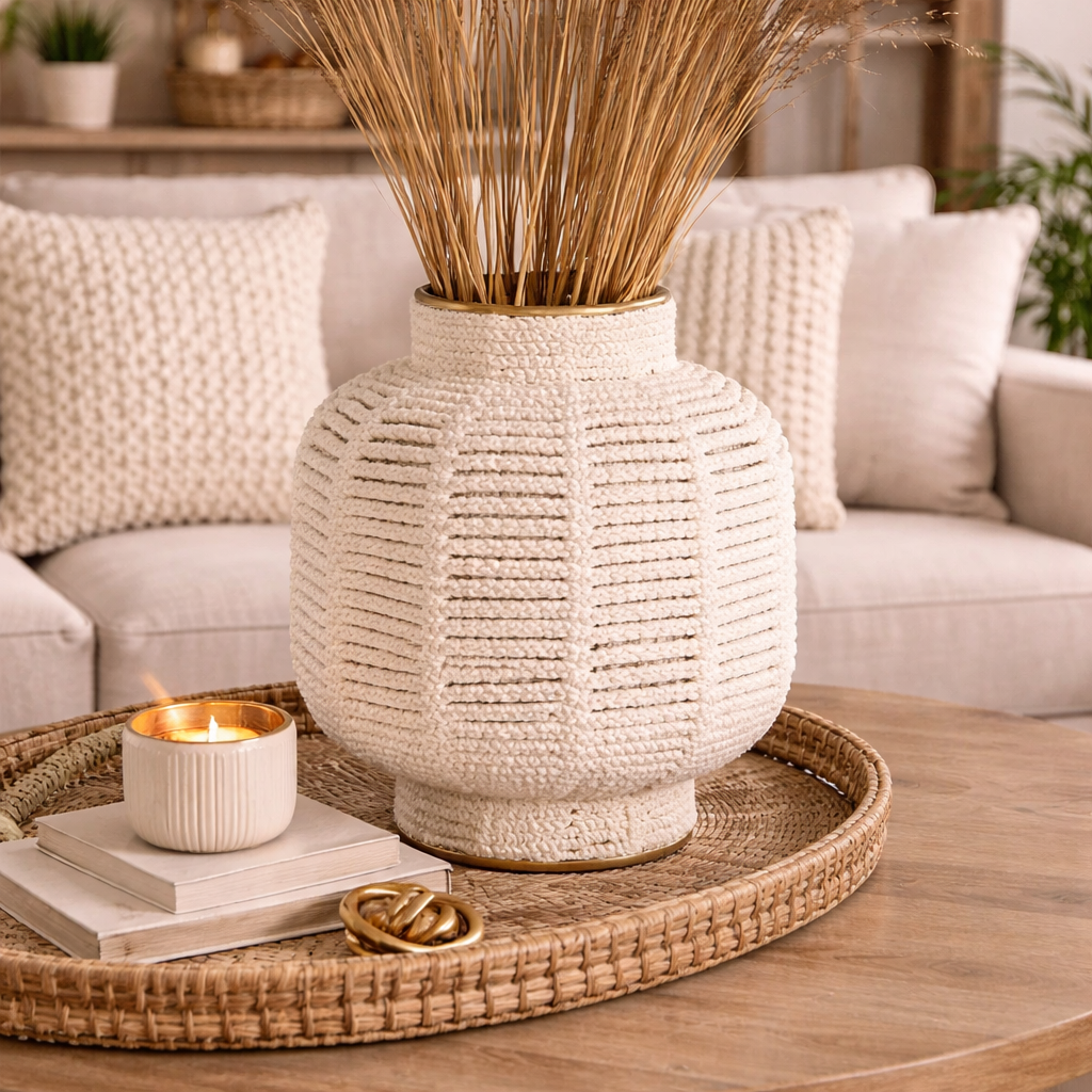 White Macrame Vase