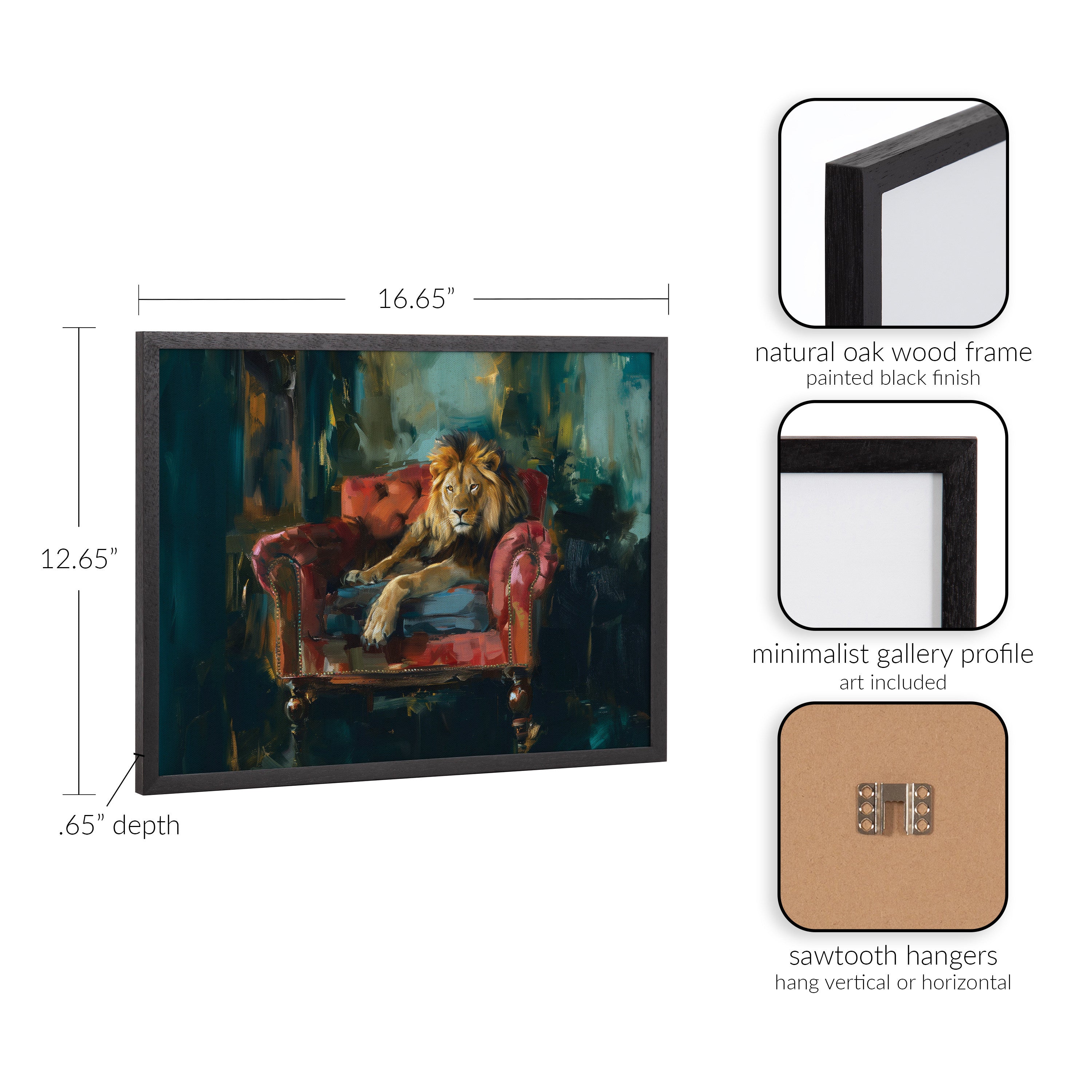 Gallery Lion Portrait in Rich Jewel Tones Print by The Creative Bunch Studio