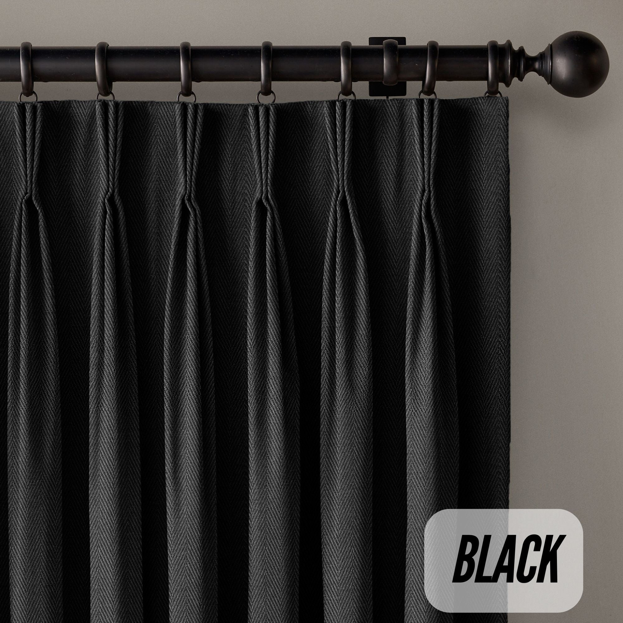 Organic Linen Herringbone Curtains | Triple Pinch Pleat | Blackout/Light Filtering | Standard & Custom Sizing-4