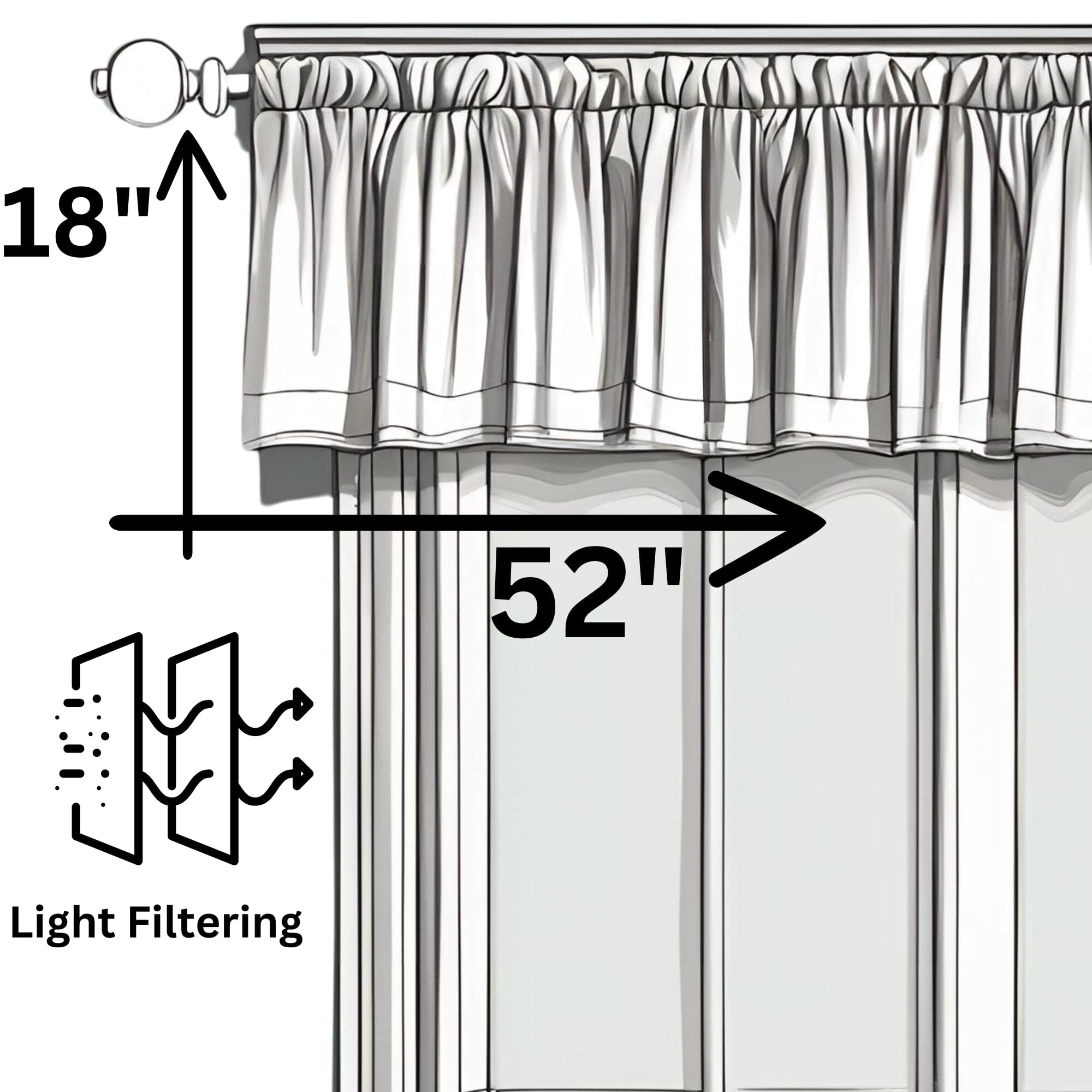 DaDa Bedding Denim Blue Elegance Striped Floral Window Curtain Valance - 18" x 52" (JHW-660)