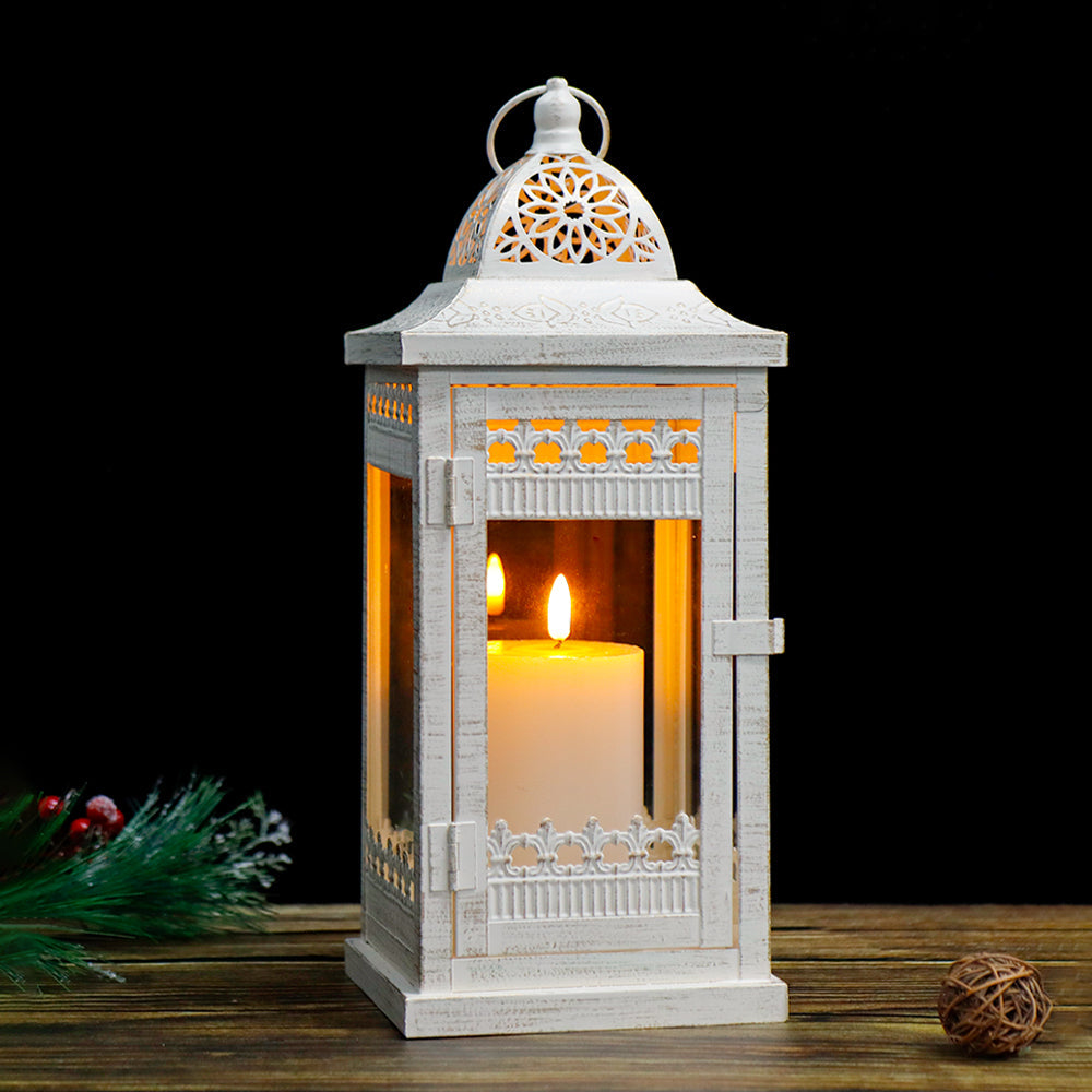 14.5" High Vintage Style Hanging Lantern(White)-1