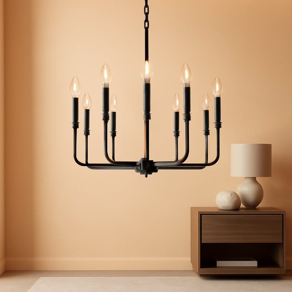 Black Farmhouse Chandelier 9 Light Dining Room Rustic