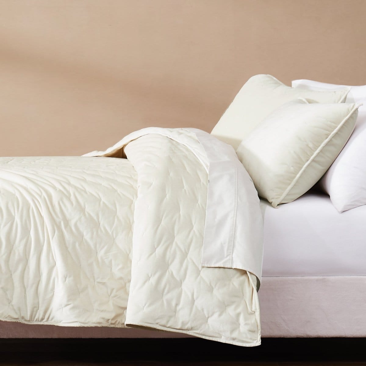 Haven Velvet Embroidered Stitch Cozy Super Soft Quilt 3 Piece Set