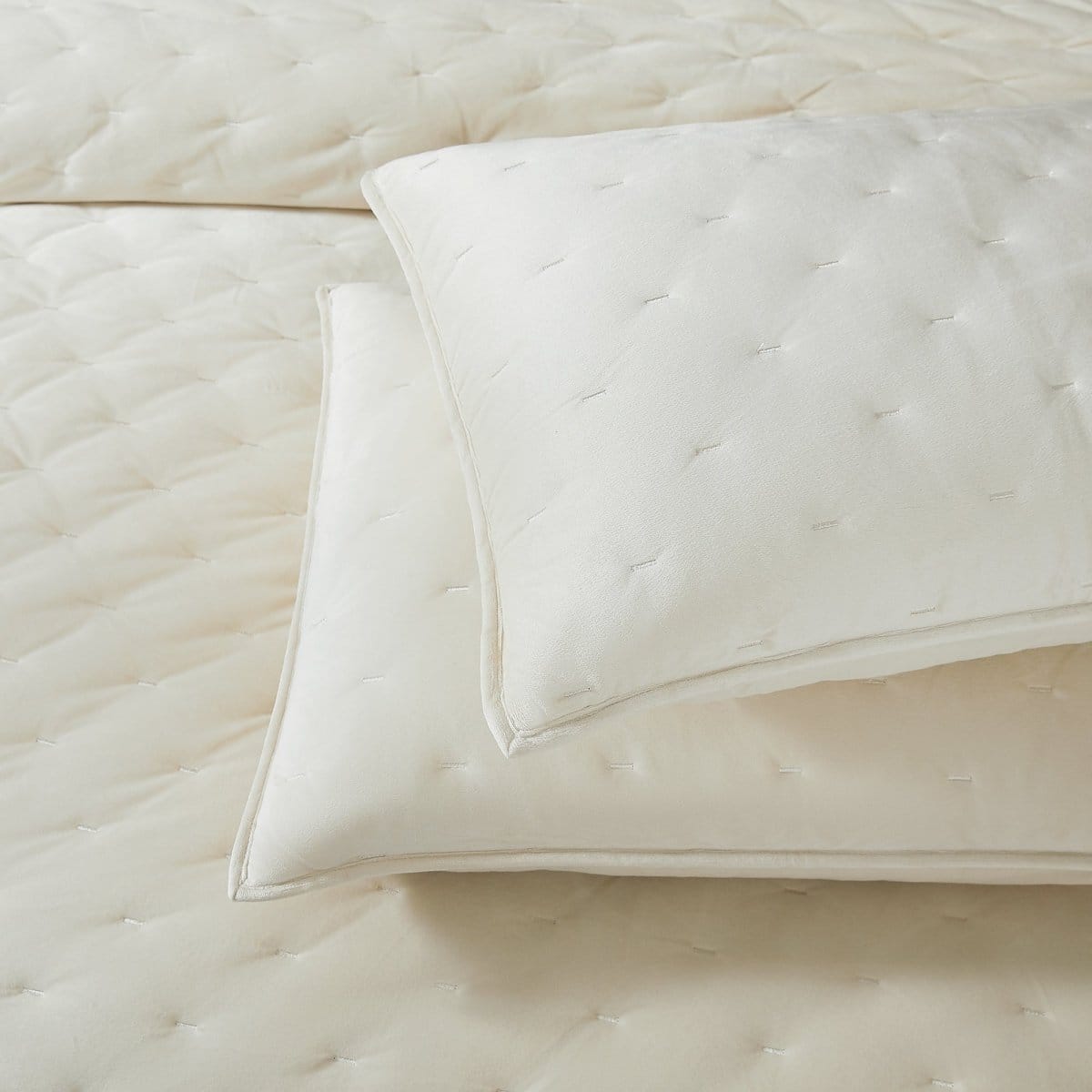 Haven Velvet Embroidered Stitch Cozy Super Soft Quilt 3 Piece Set