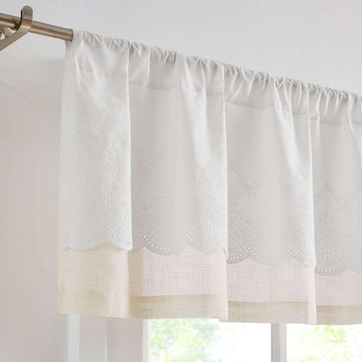 Brigitte Embroidery Eyelet Scalloped Edge Valance
