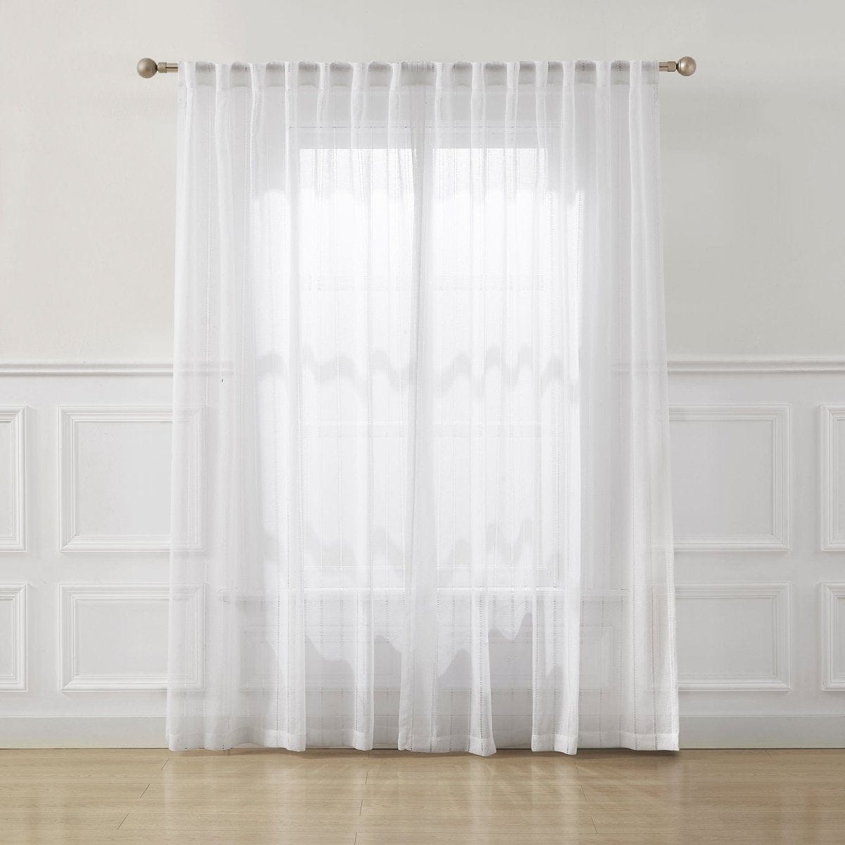 Calia Textured Stripe Sheer Window Curtain Panels