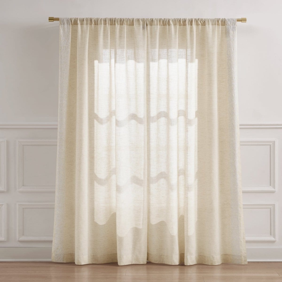 Emily Leaves Embroidered Window Curtain Panels