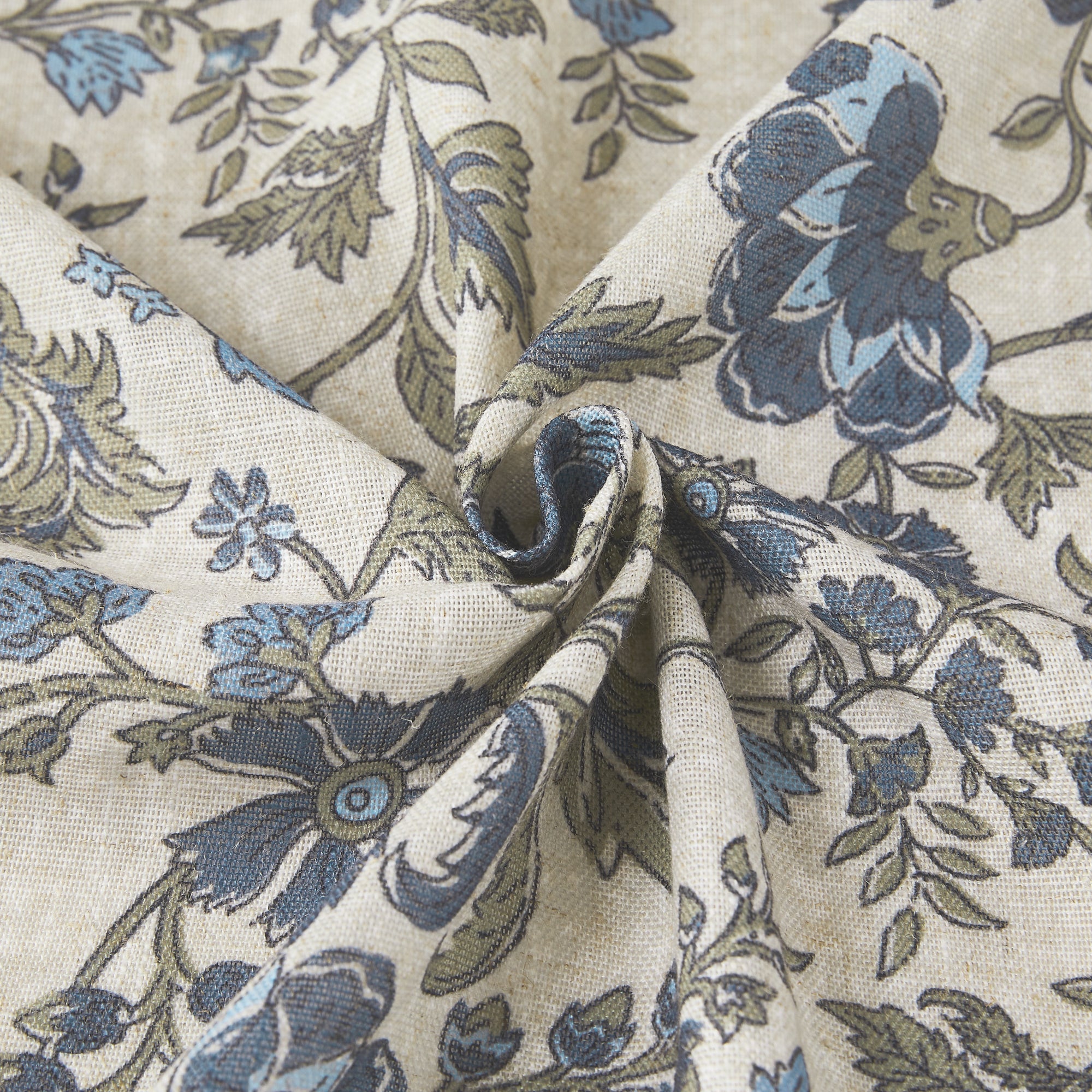 Lillian Block Print Linen Textured Shower Curtain