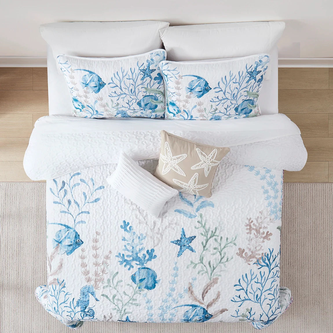 Oceana Watercolor Sea Life Quilt Set