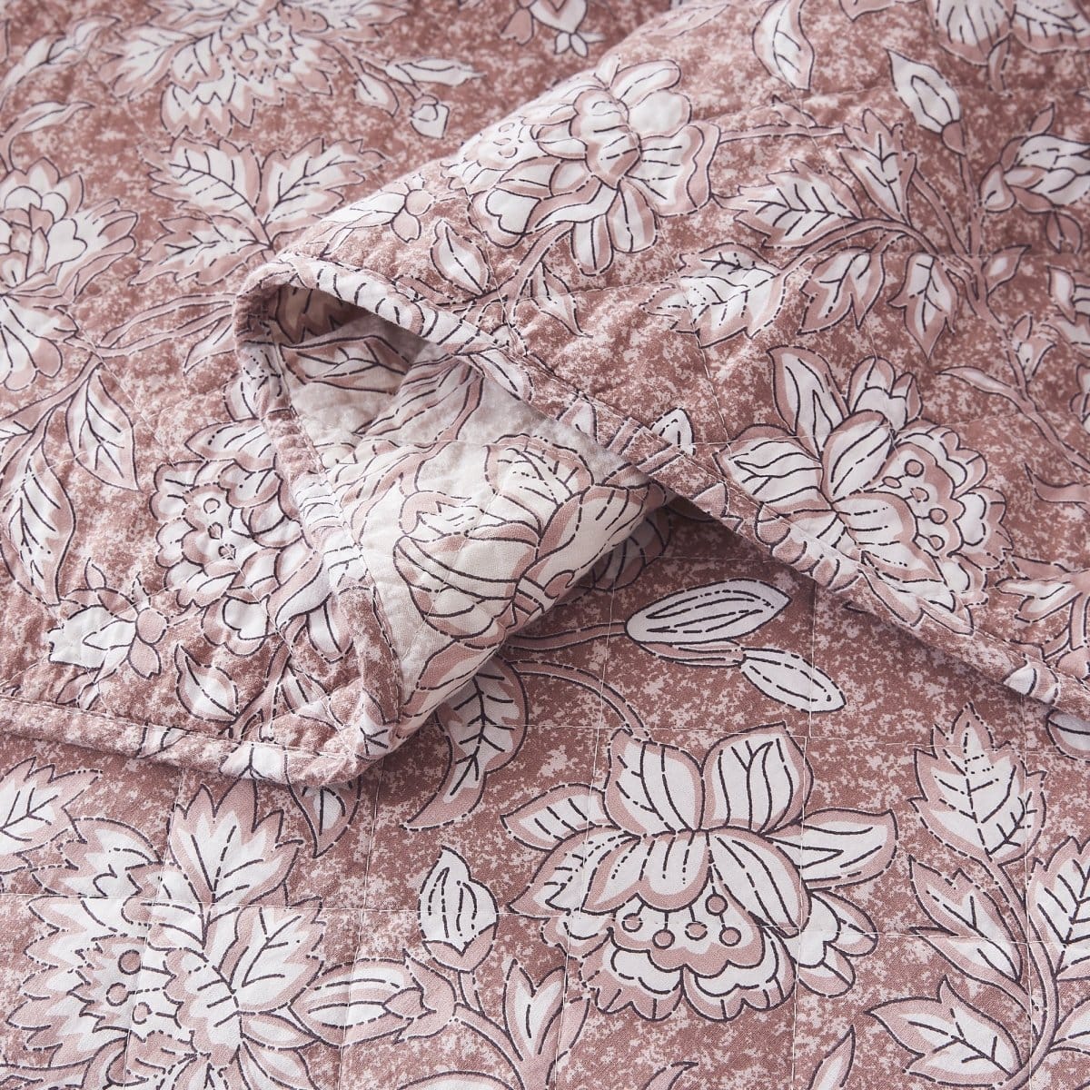 Zara Floral Block Reversible Cotton Quilt Set