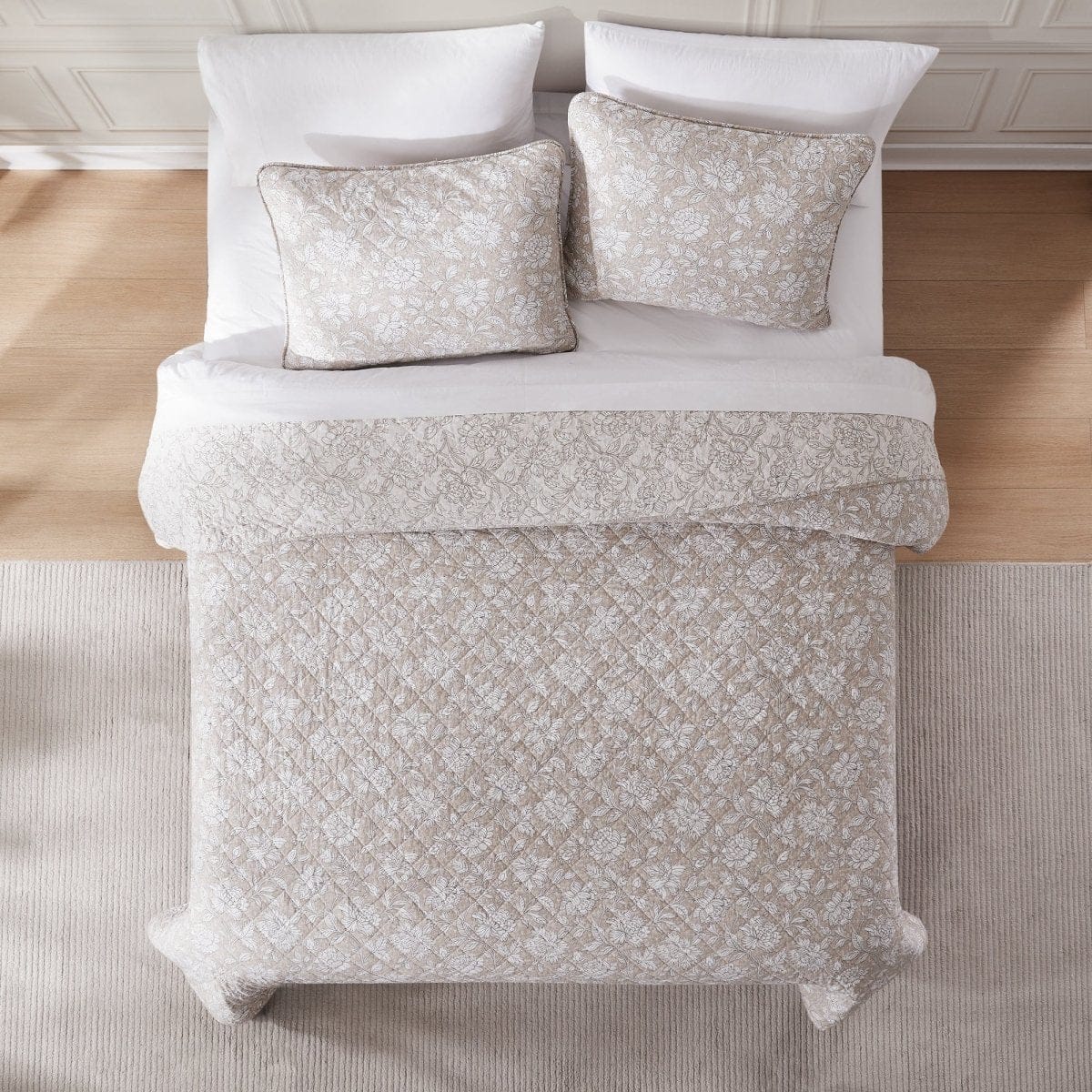 Zara Floral Block Reversible Cotton Quilt Set