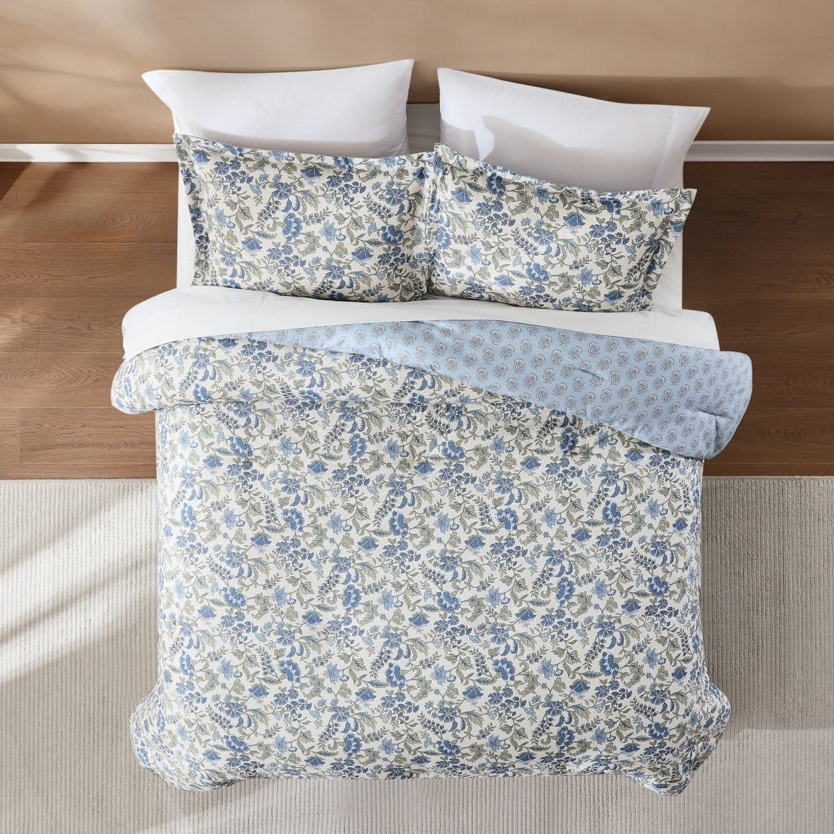 Lillian Block Print Reversible Comforter Set 3Pc