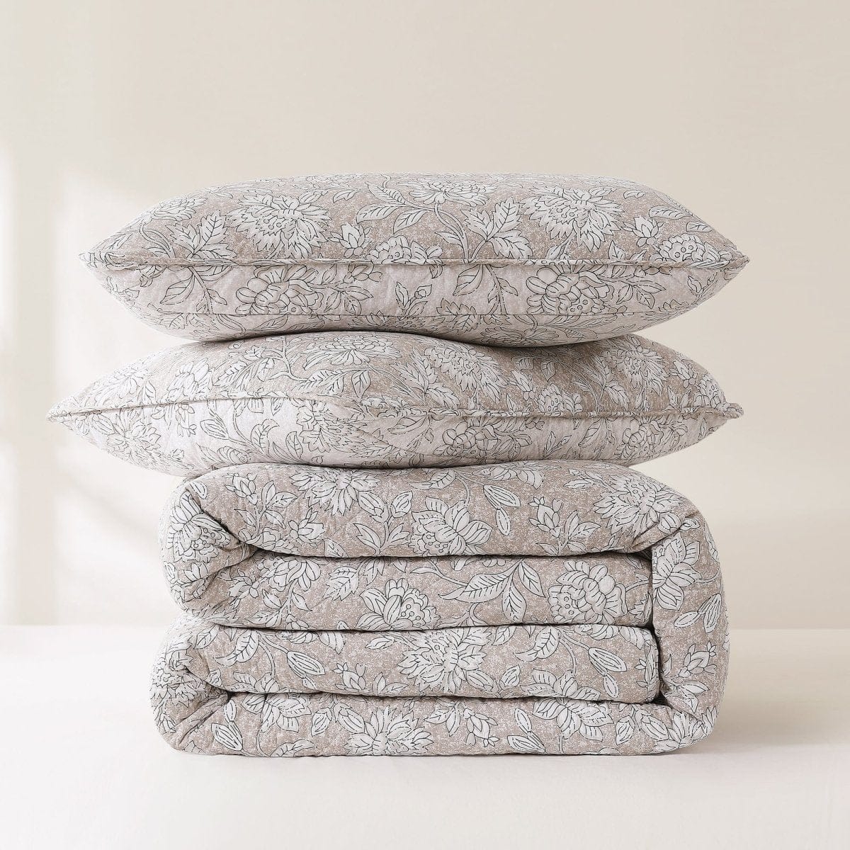 Zara Floral Block Reversible Cotton Quilt Set