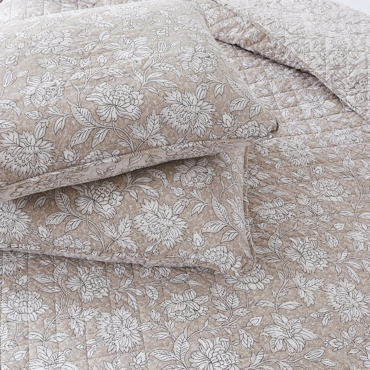 Zara Floral Block Reversible Cotton Quilt Set