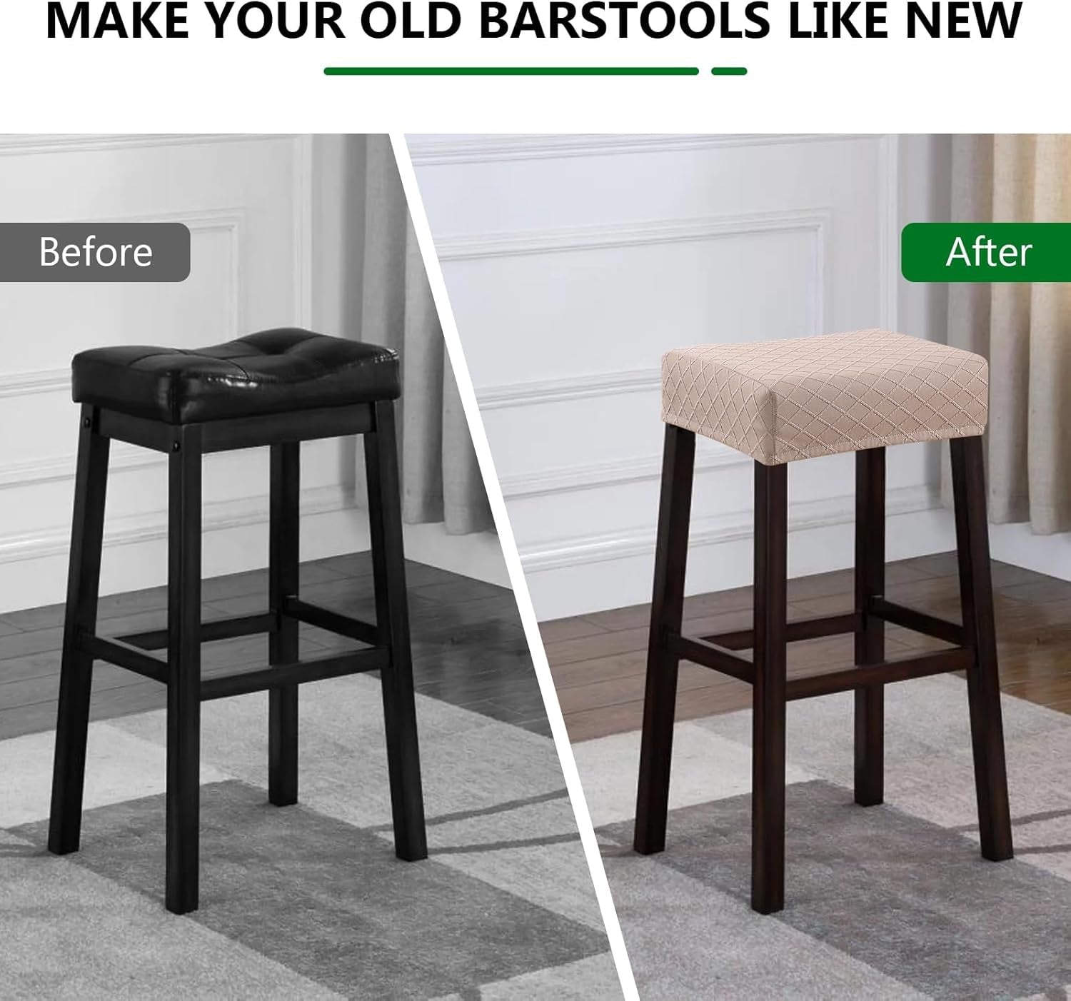 Rectangular Bar Stool Covers 2 Pack Waterproof Stretch