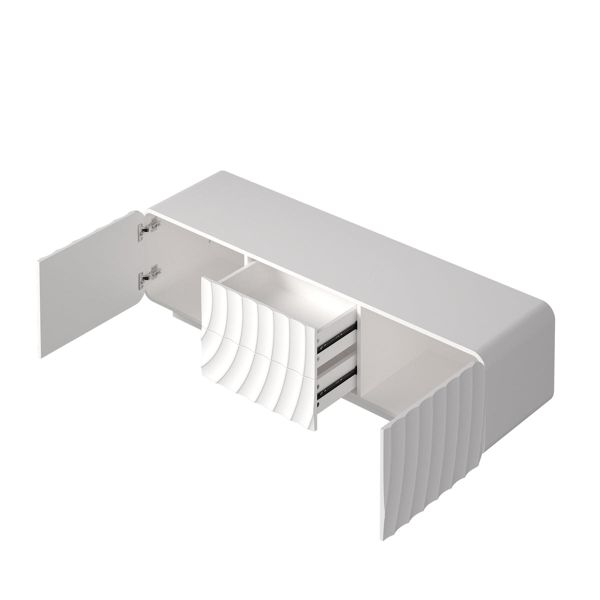 58" TV Console With Modern Unique Spiral Wave Design