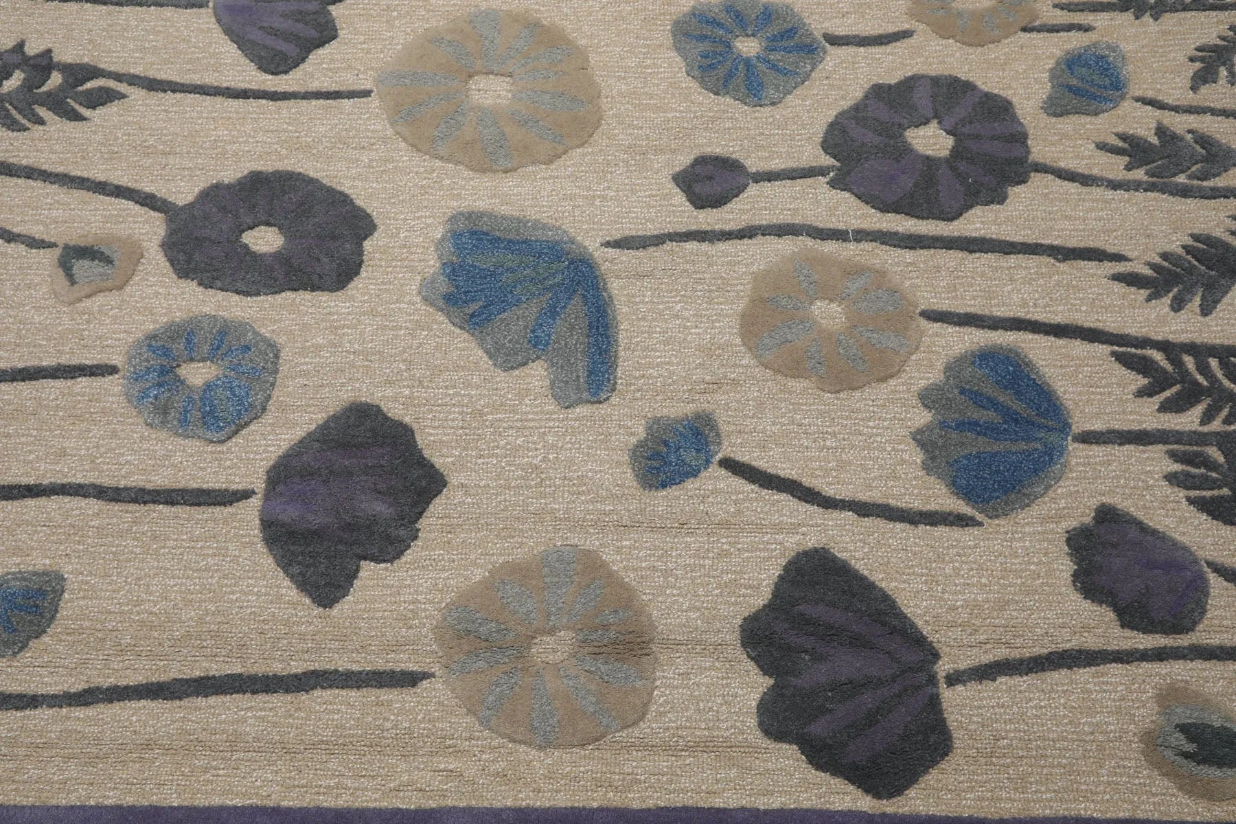 LoomBloom Multi Size Beige Hand Tufted Contemporary Botanical Wool and Silk Oriental Area Rug
