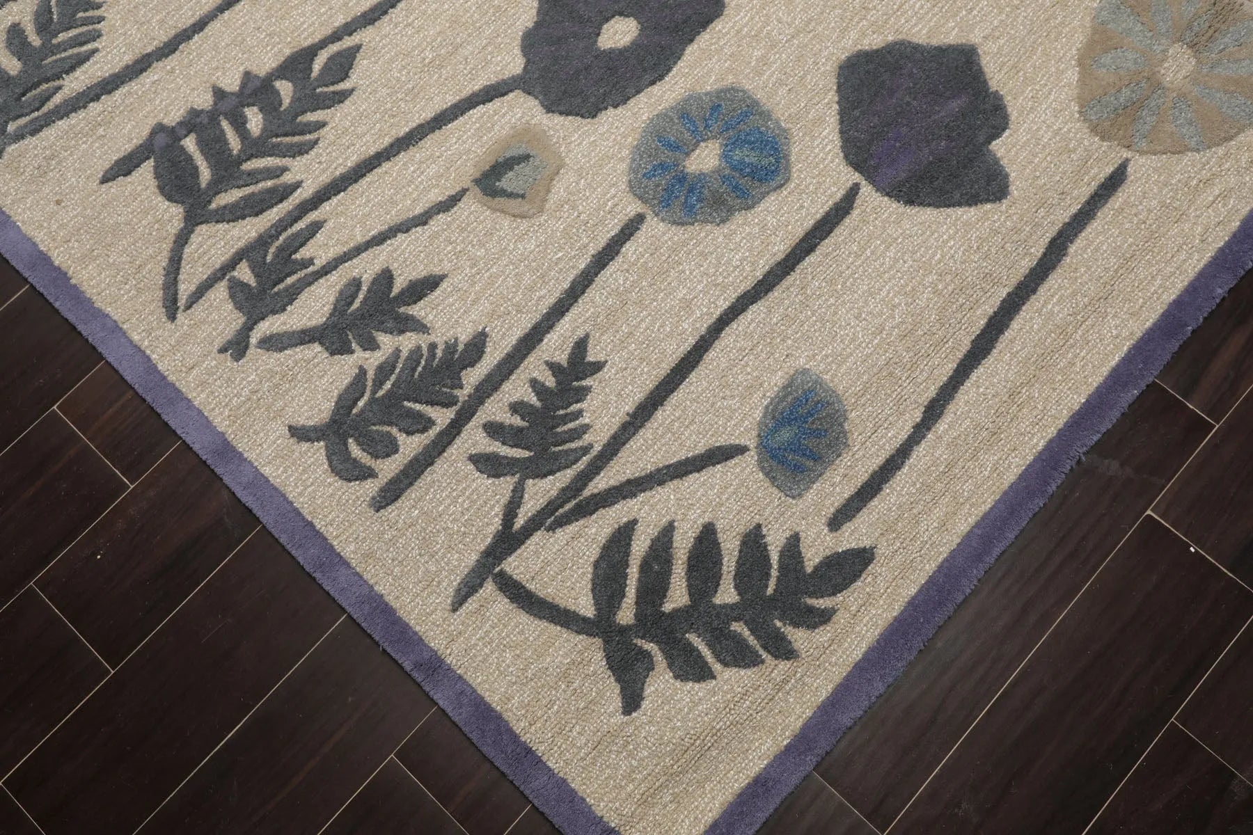 LoomBloom Multi Size Beige Hand Tufted Contemporary Botanical Wool and Silk Oriental Area Rug