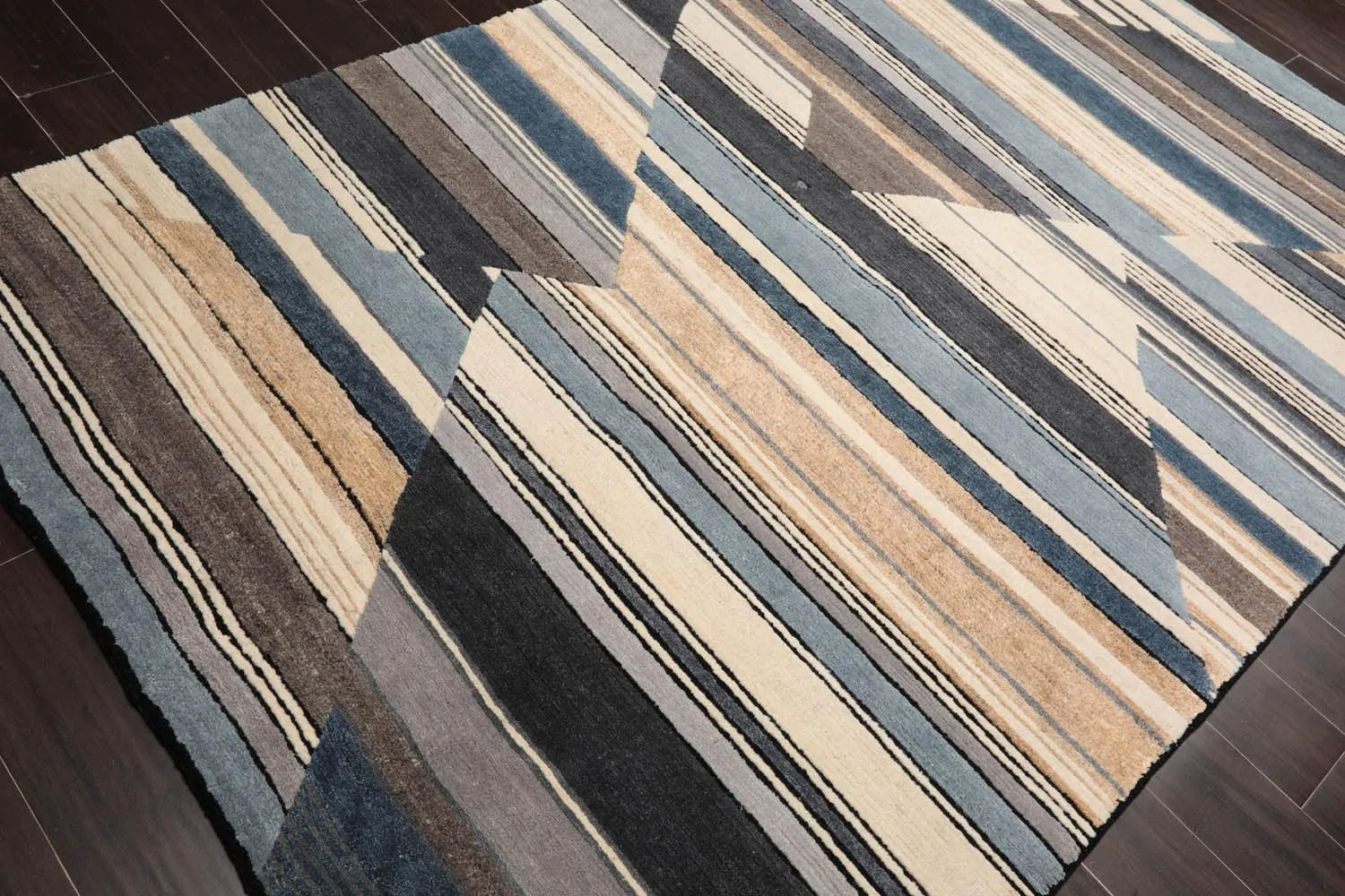5'6''x8'6'' Hand Knotted Tibetan 100% Wool Tibetan Modern & Contemporary Oriental Area Rug Ivory, Gray Color