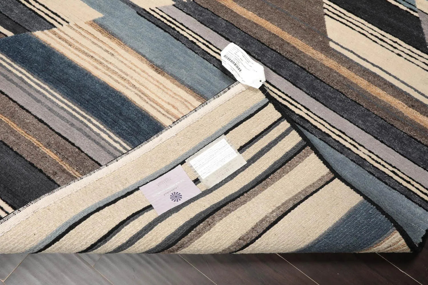 5'6''x8'6'' Hand Knotted Tibetan 100% Wool Tibetan Modern & Contemporary Oriental Area Rug Ivory, Gray Color