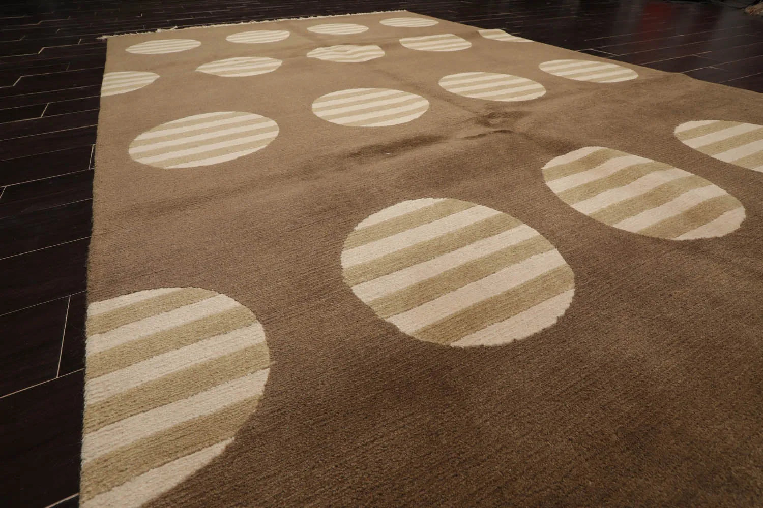 6x9 Olive Hand Knotted Art Deco Geometric Wool and Silk Oriental Area Rug