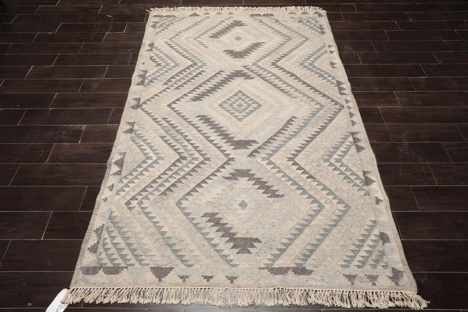 LoomBloom 5x8 Southwestern Beige Handcrafted Wool Kilim Rug