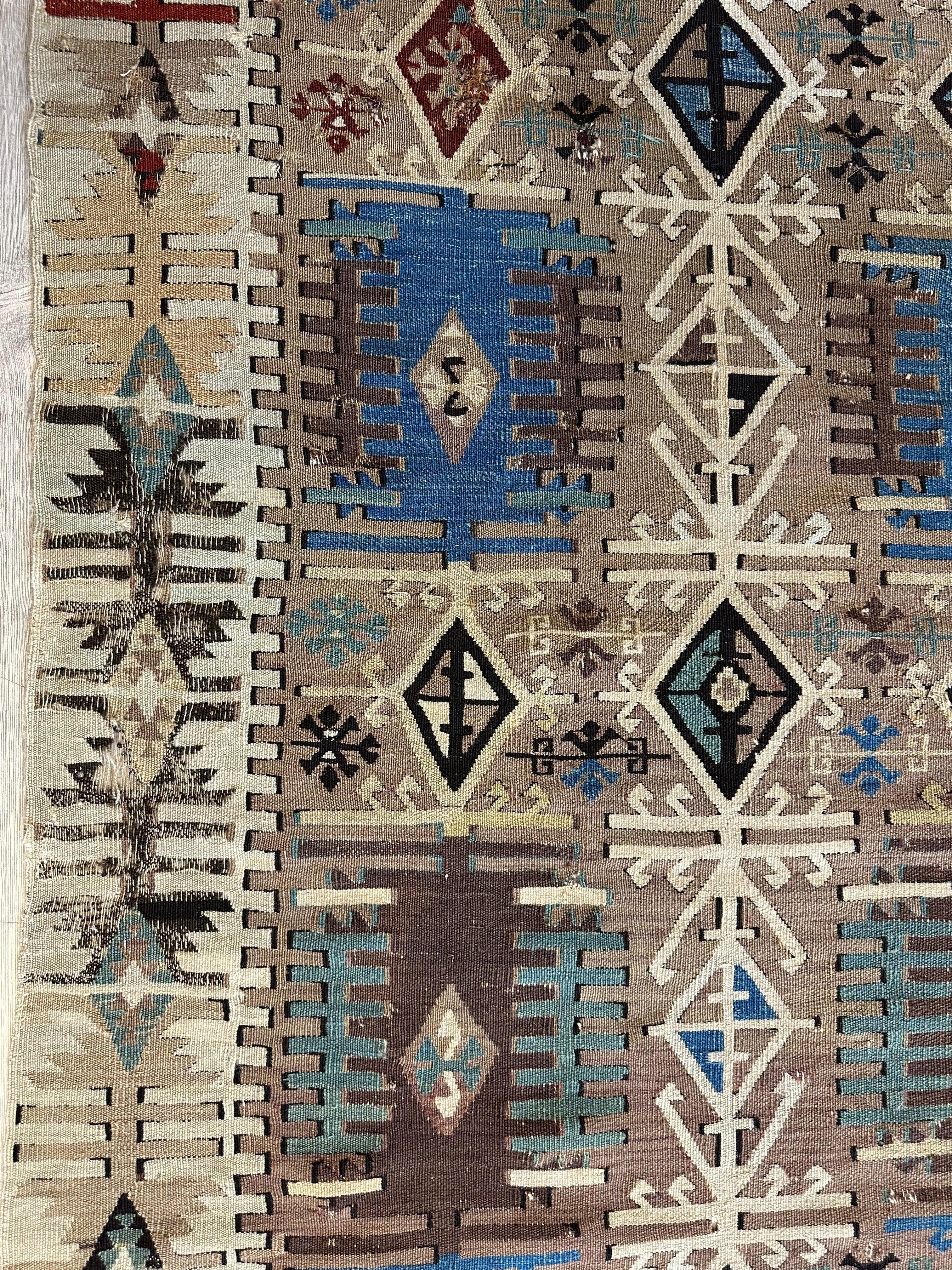 Reyhanli Anatolian 19th C Antique One Of A Kind Kilim Rug 5’ x 8’3”