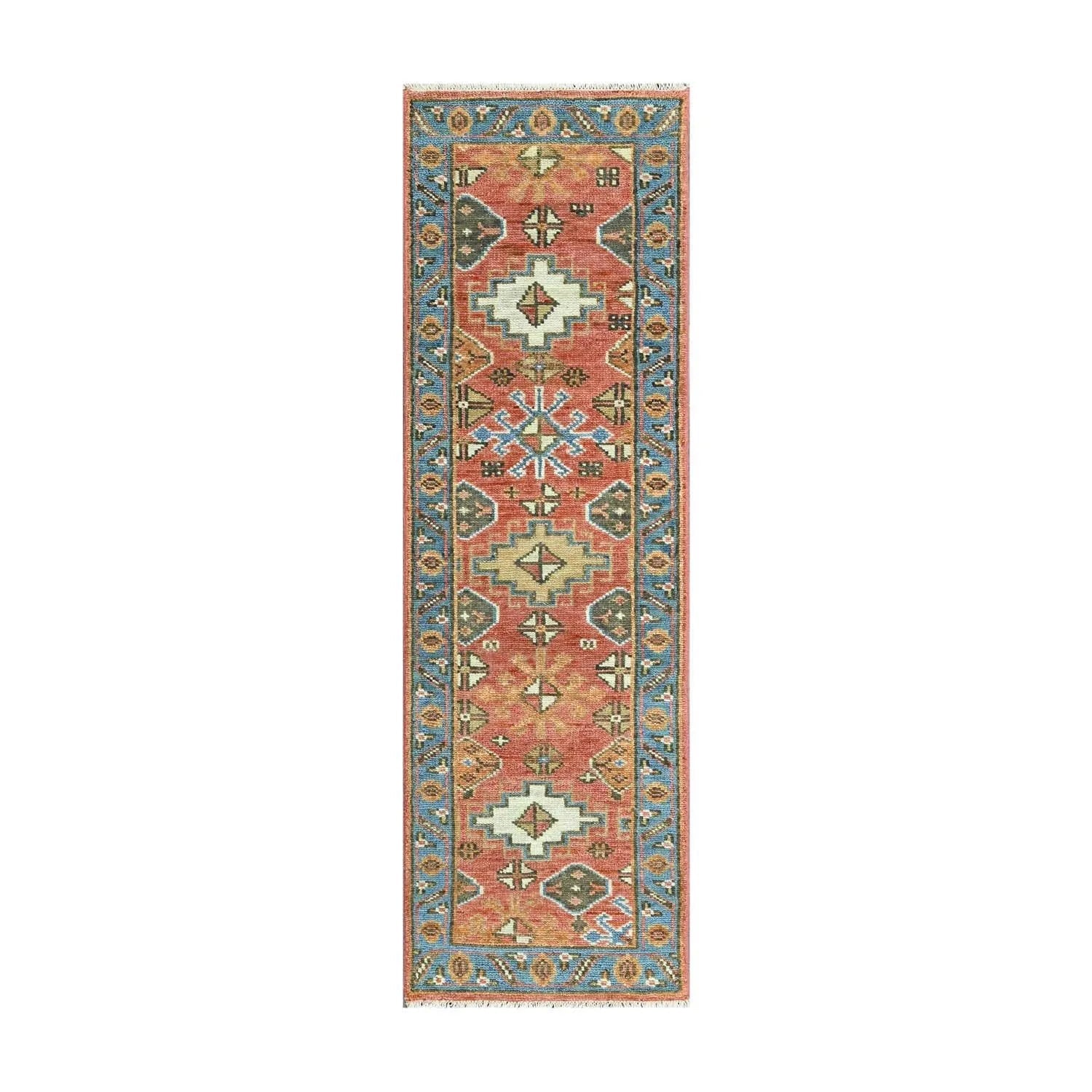 Multi Sizes Coral Hand Knotted Arts & Crafts/Mission Oushak Wool Oriental Area Rug