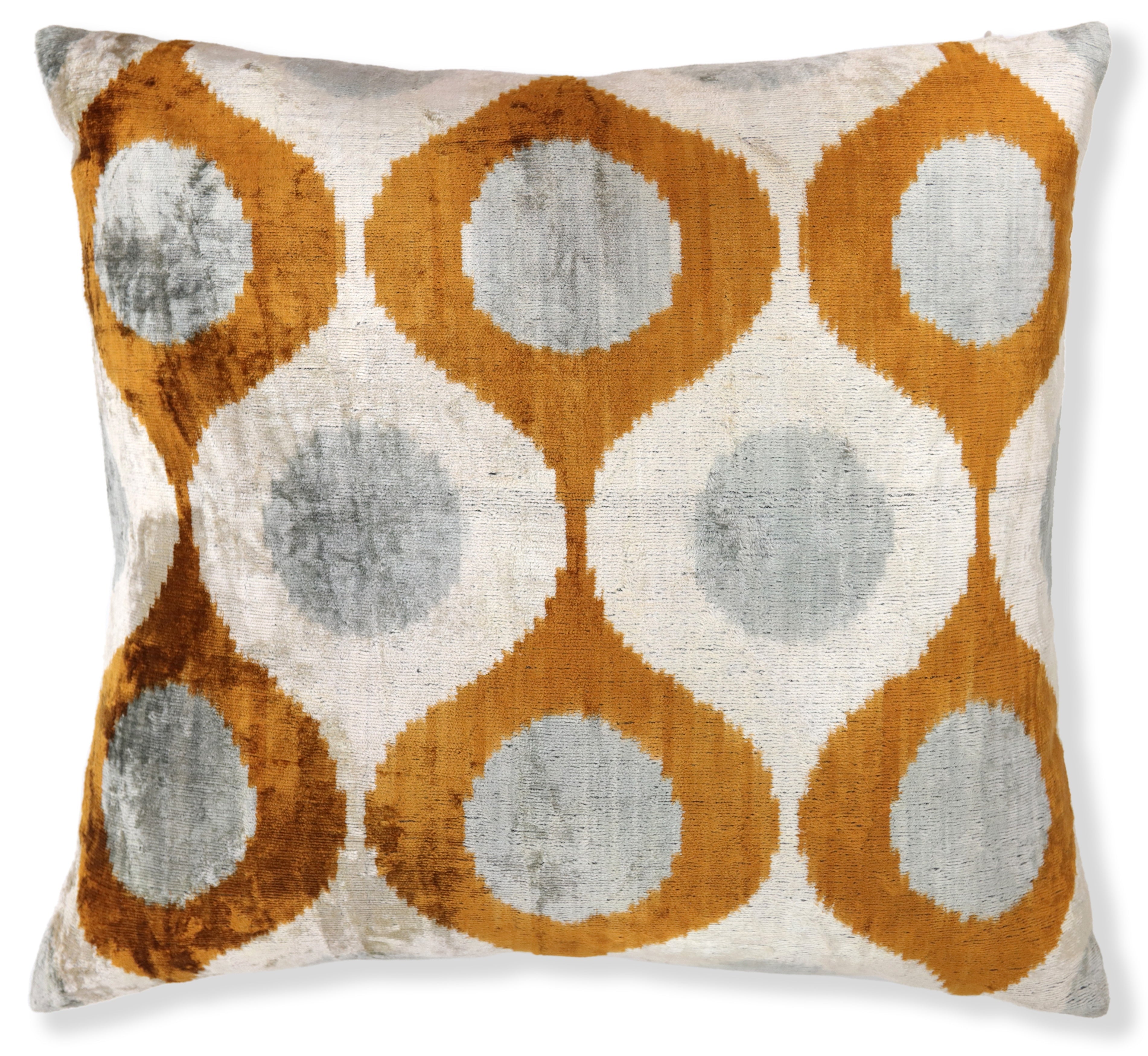 Amber Gray Silk Velvet Pillow – 16x16 Handmade Luxury Geometric Cushion