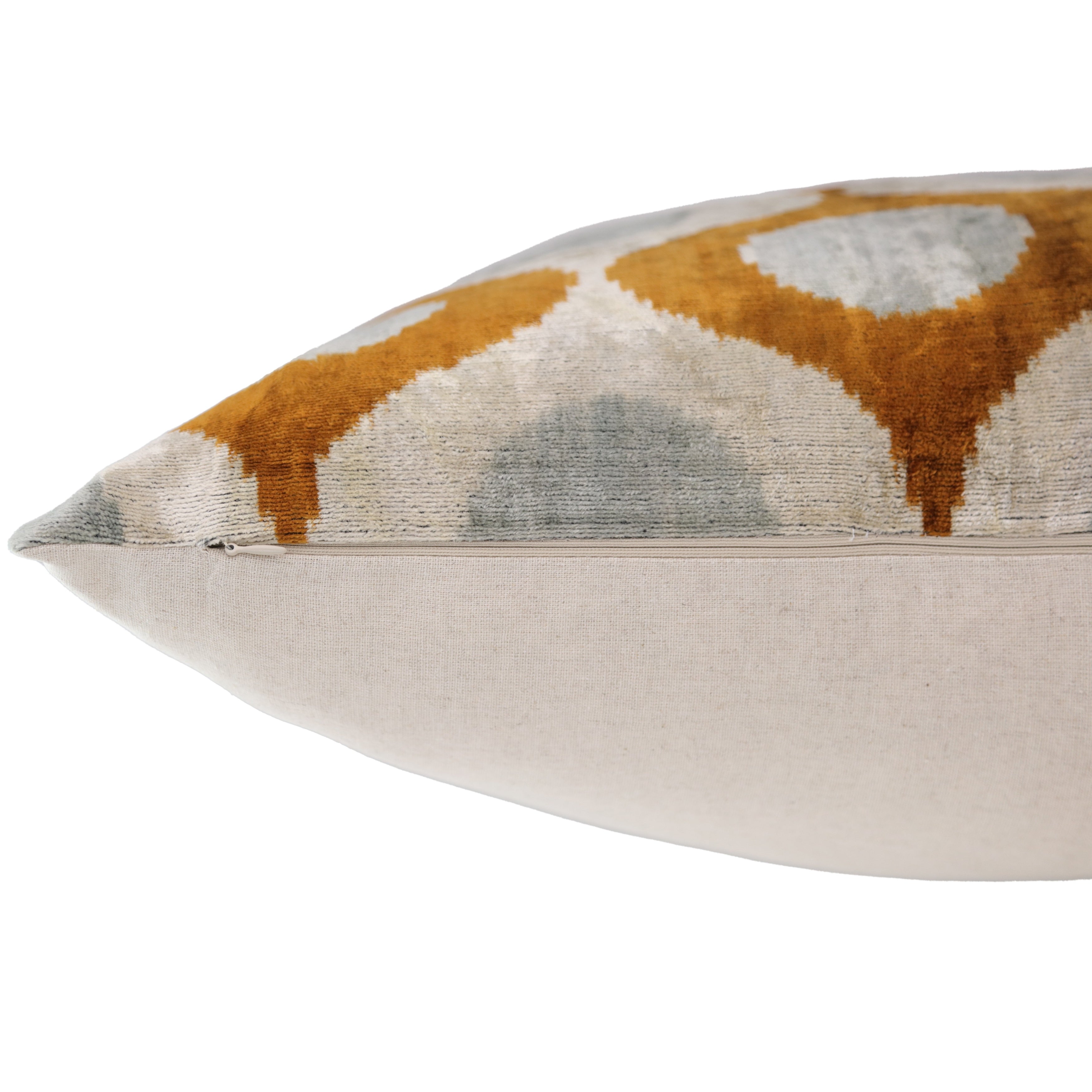 Amber Gray Silk Velvet Pillow – 16x16 Handmade Luxury Geometric Cushion