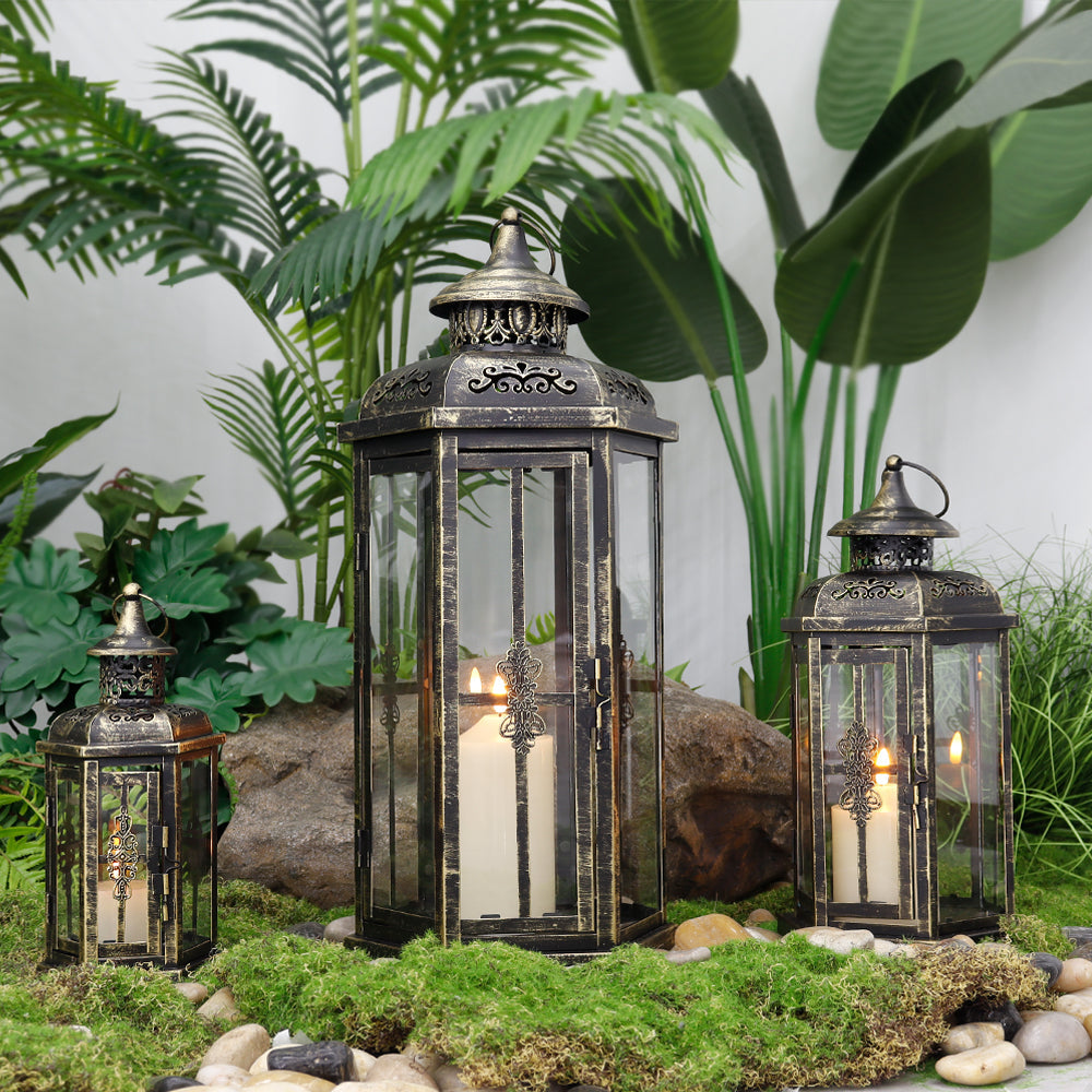 20.5''&14"&10" H Set of 3 Outdoor Candle Lanterns-4