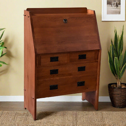 Mission Solid Oak Secretary Desk - Michaels Cherry